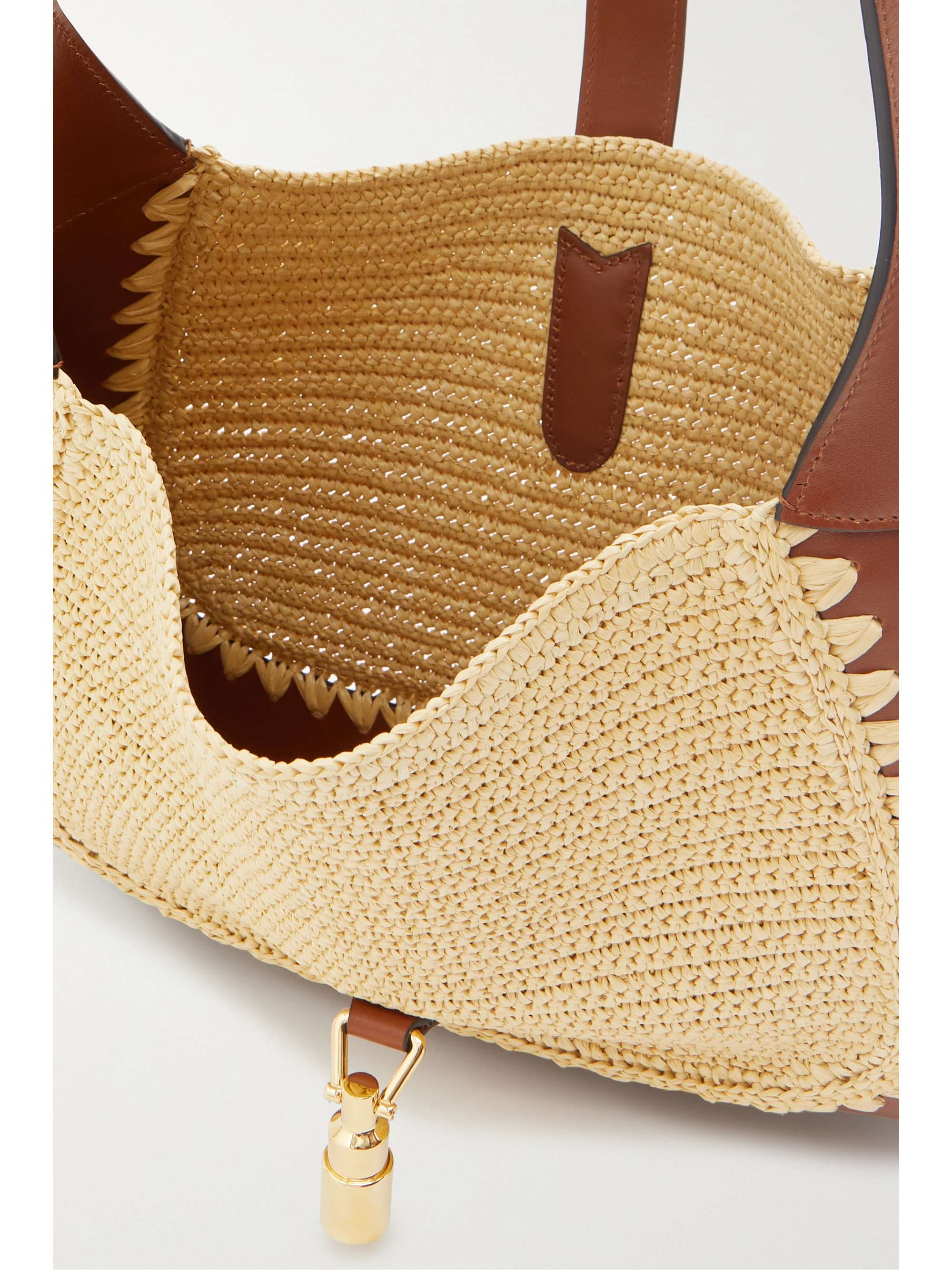 GUCCI Jackie 1961 crocheted raffia and leather shoulder bag NETAPORTER