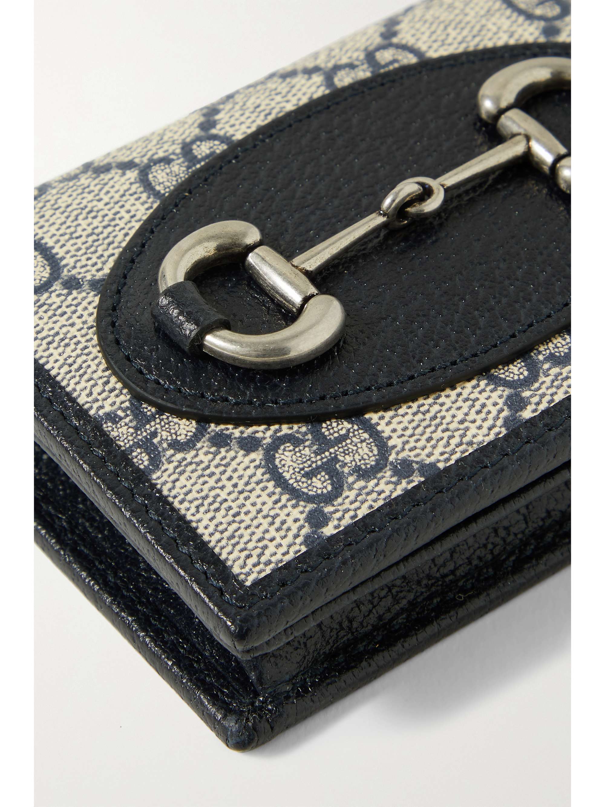 GUCCI Horsebit 1955 leather-trimmed printed coated-canvas wallet