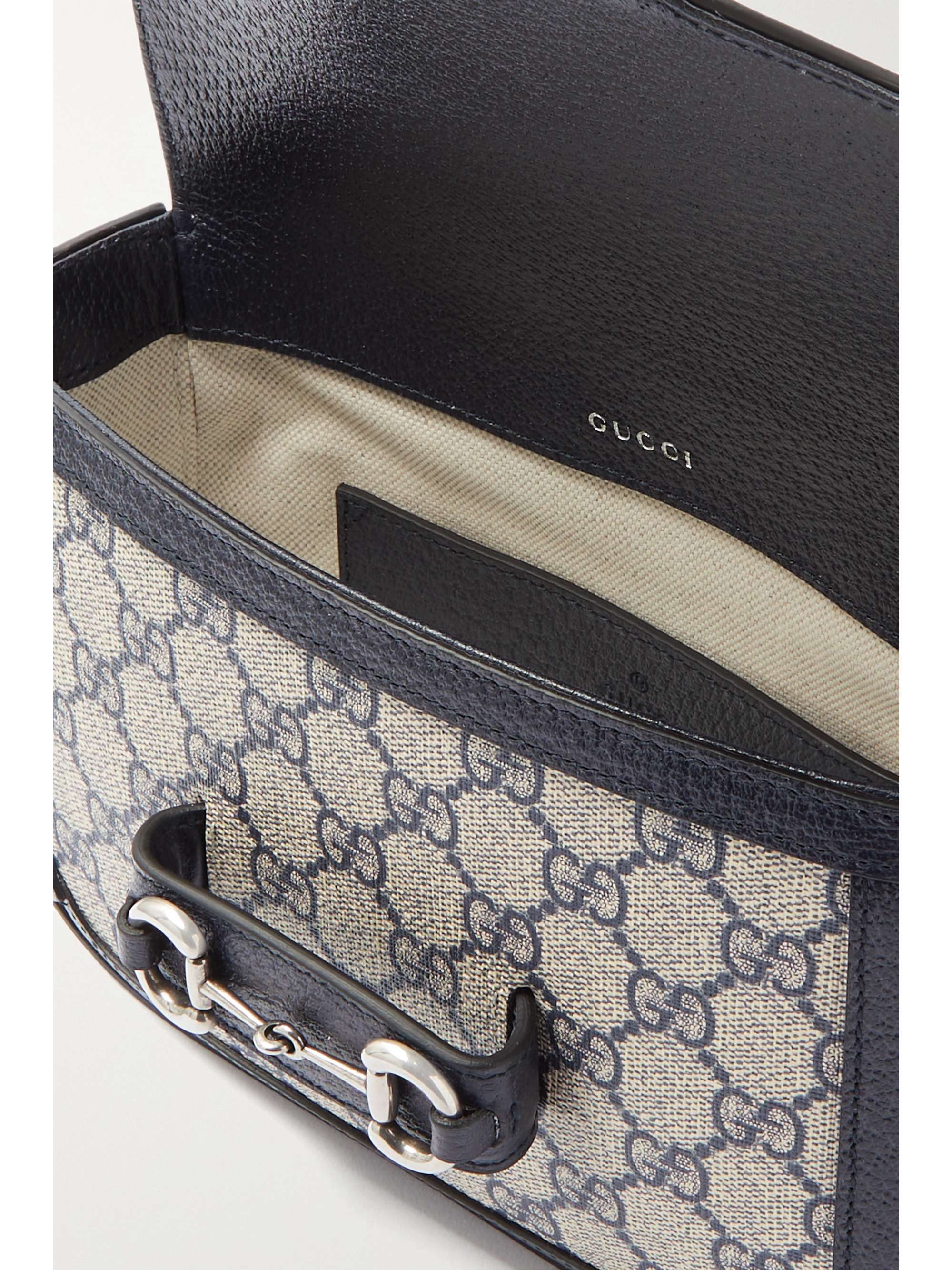 Midnight blue Horsebit 1955 mini leathertrimmed printed coatedcanvas