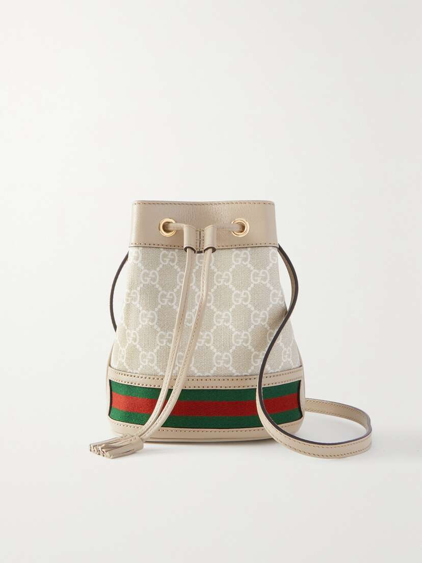 Gucci Ophidia Mini Textured Leather-trimmed Printed Coated-canvas Bucket Bag