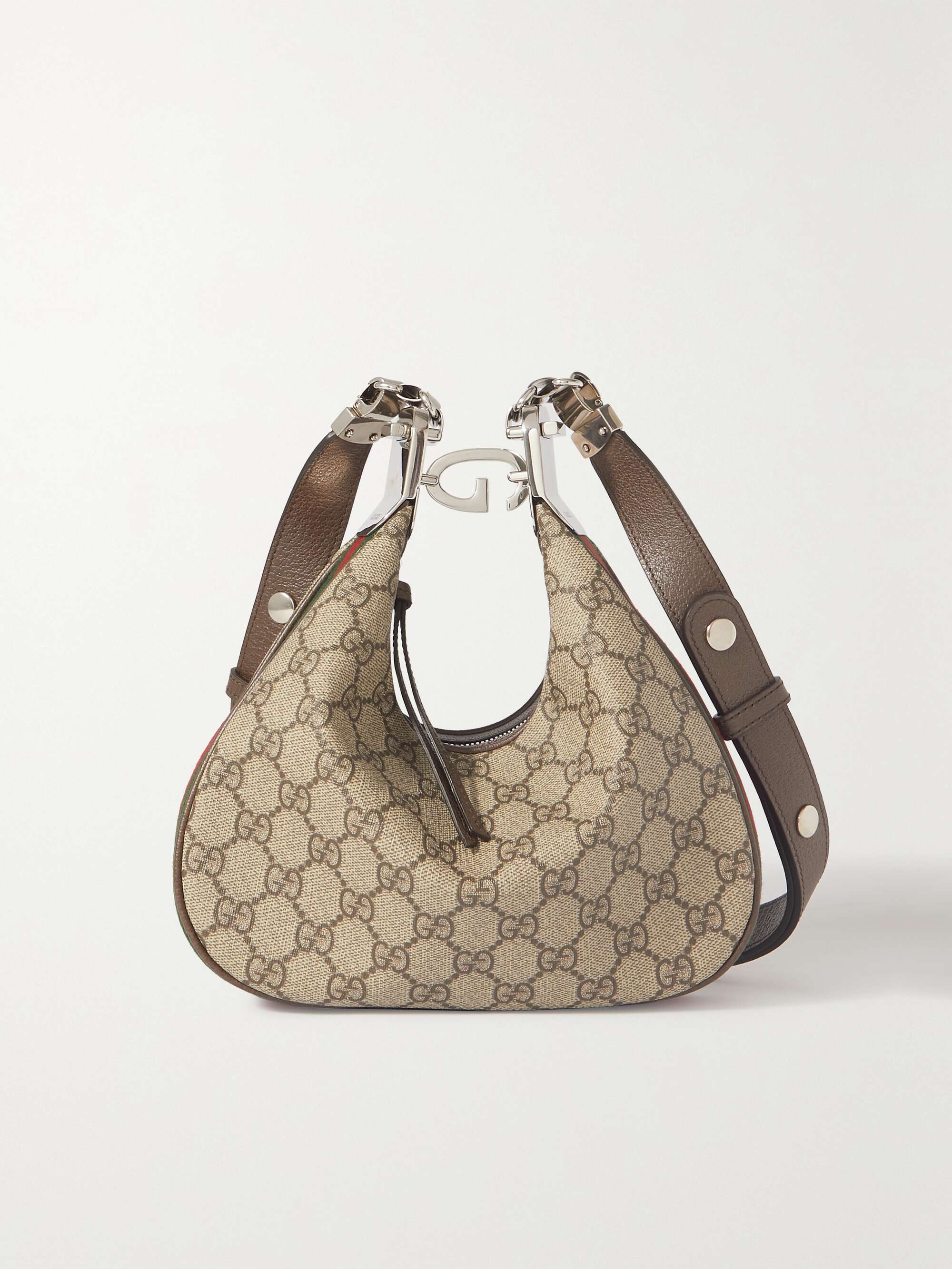 GUCCI Attache small leather-trimmed printed coated-canvas shoulder bag ...