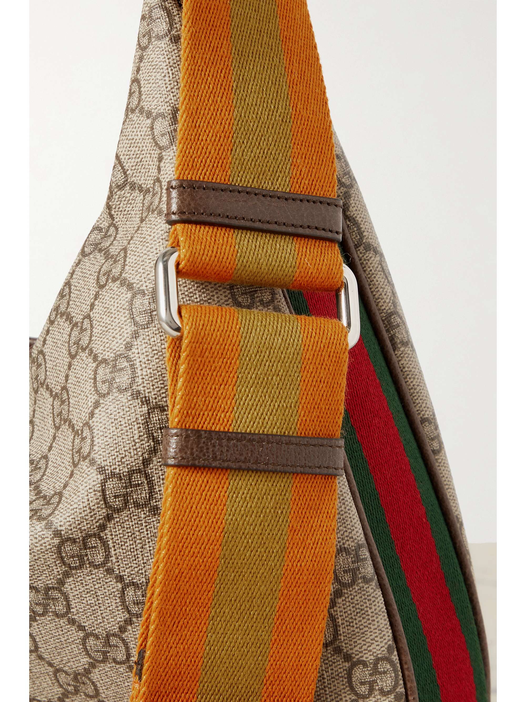 GUCCI Attache large textured leather-trimmed coated-canvas shoulder bag