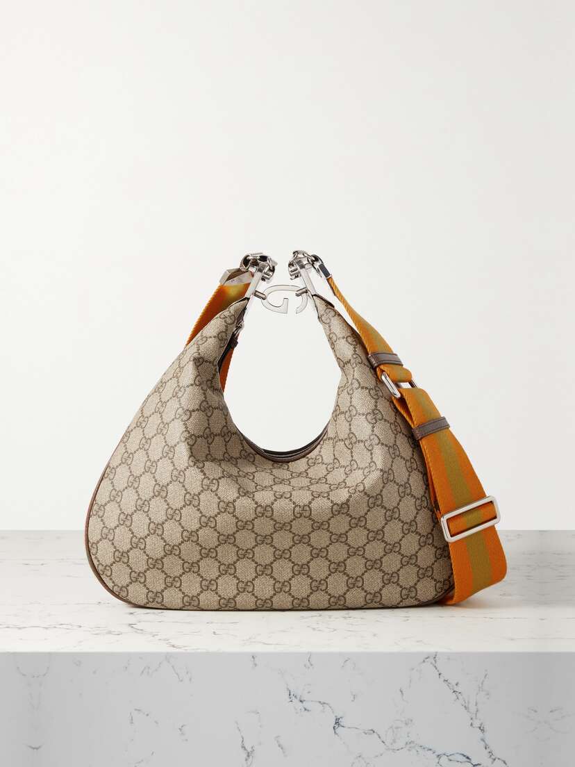 Gucci Attache Large Textured Leather-trimmed Coated-canvas Shoulder Bag