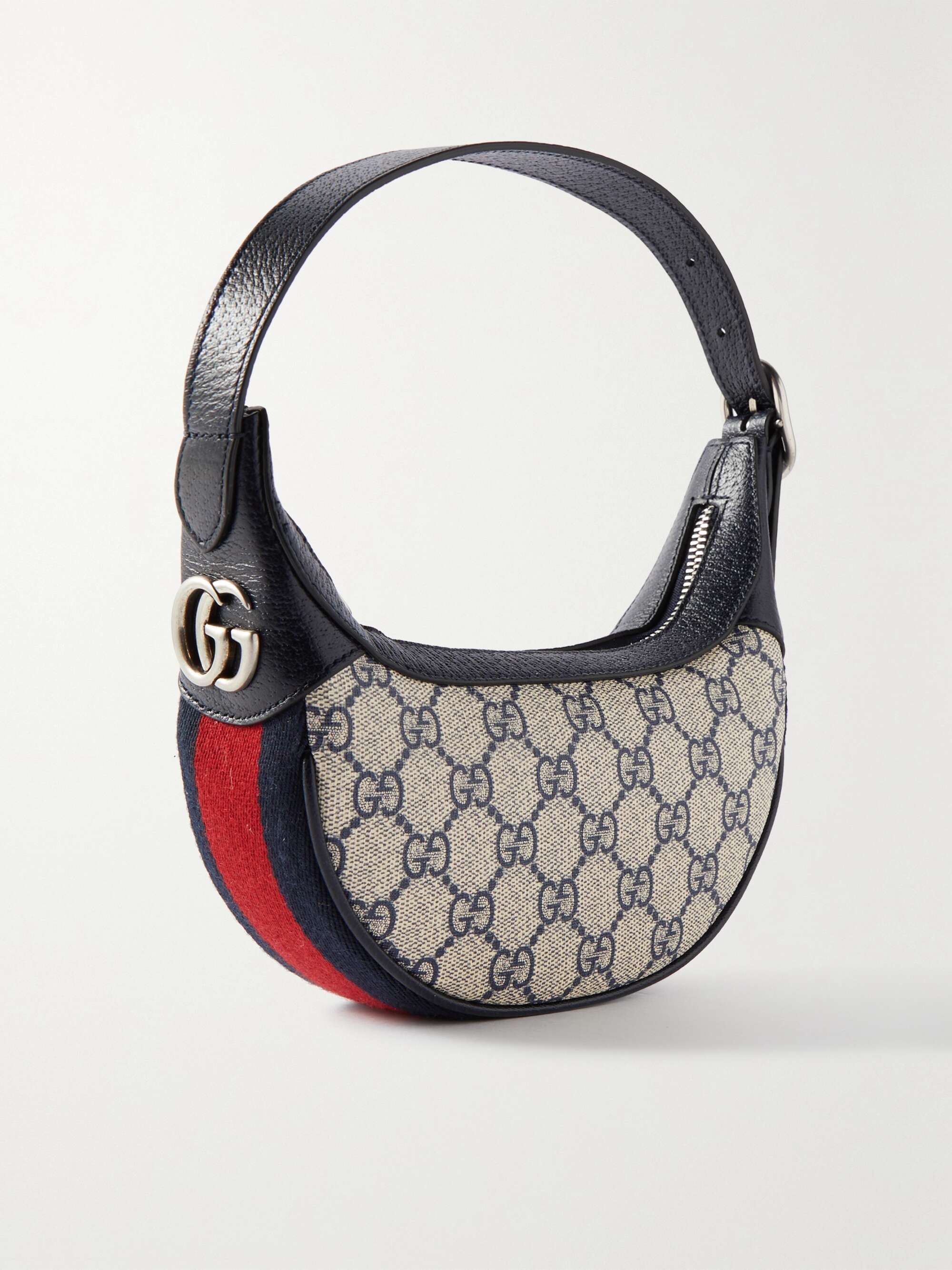 GUCCI Ophidia mini webbing-trimmed textured-leather and printed  coated-canvas shoulder bag