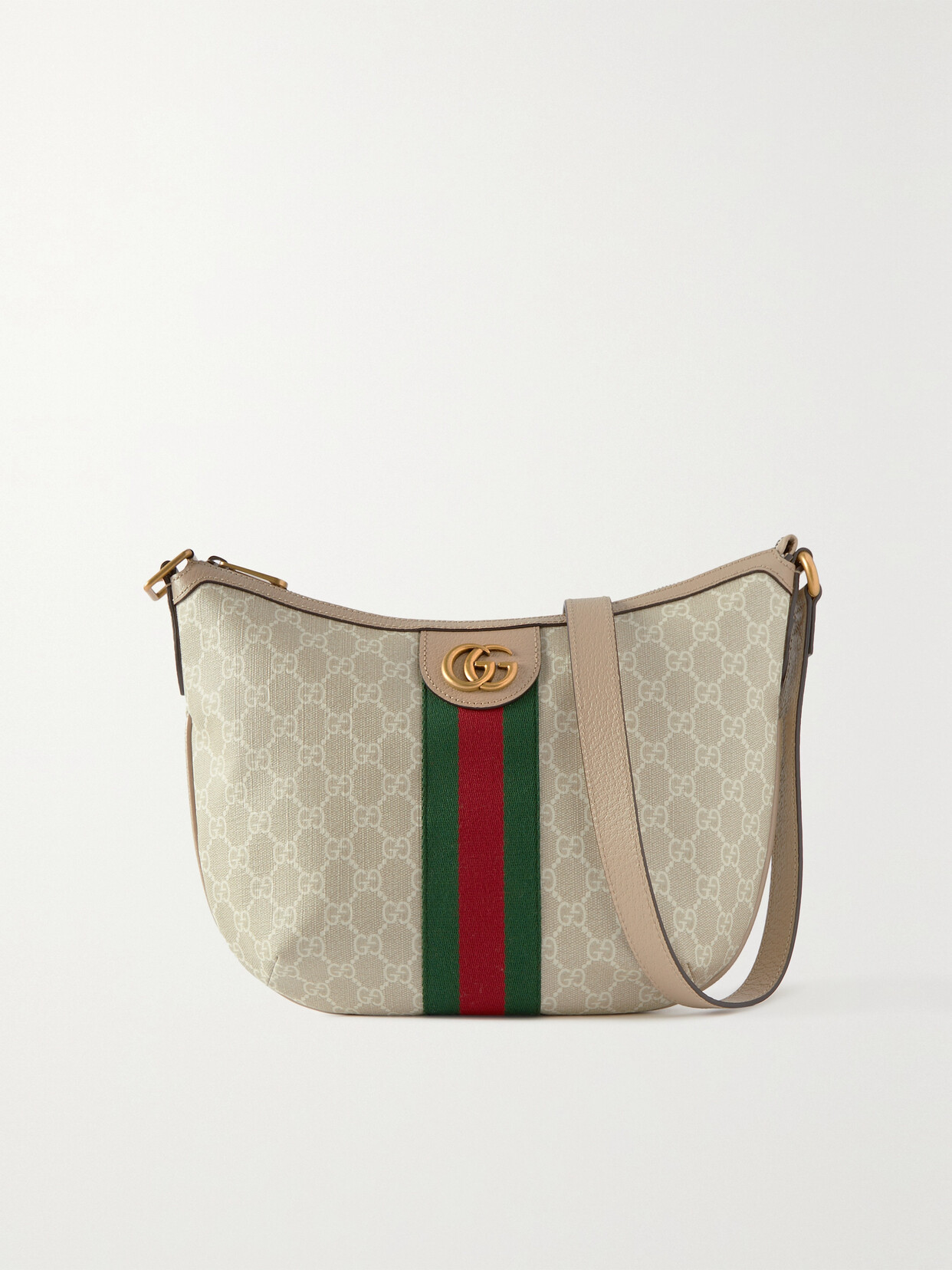 Gucci Small Webbing-trimmed Coated-canvas Shoulder Bag