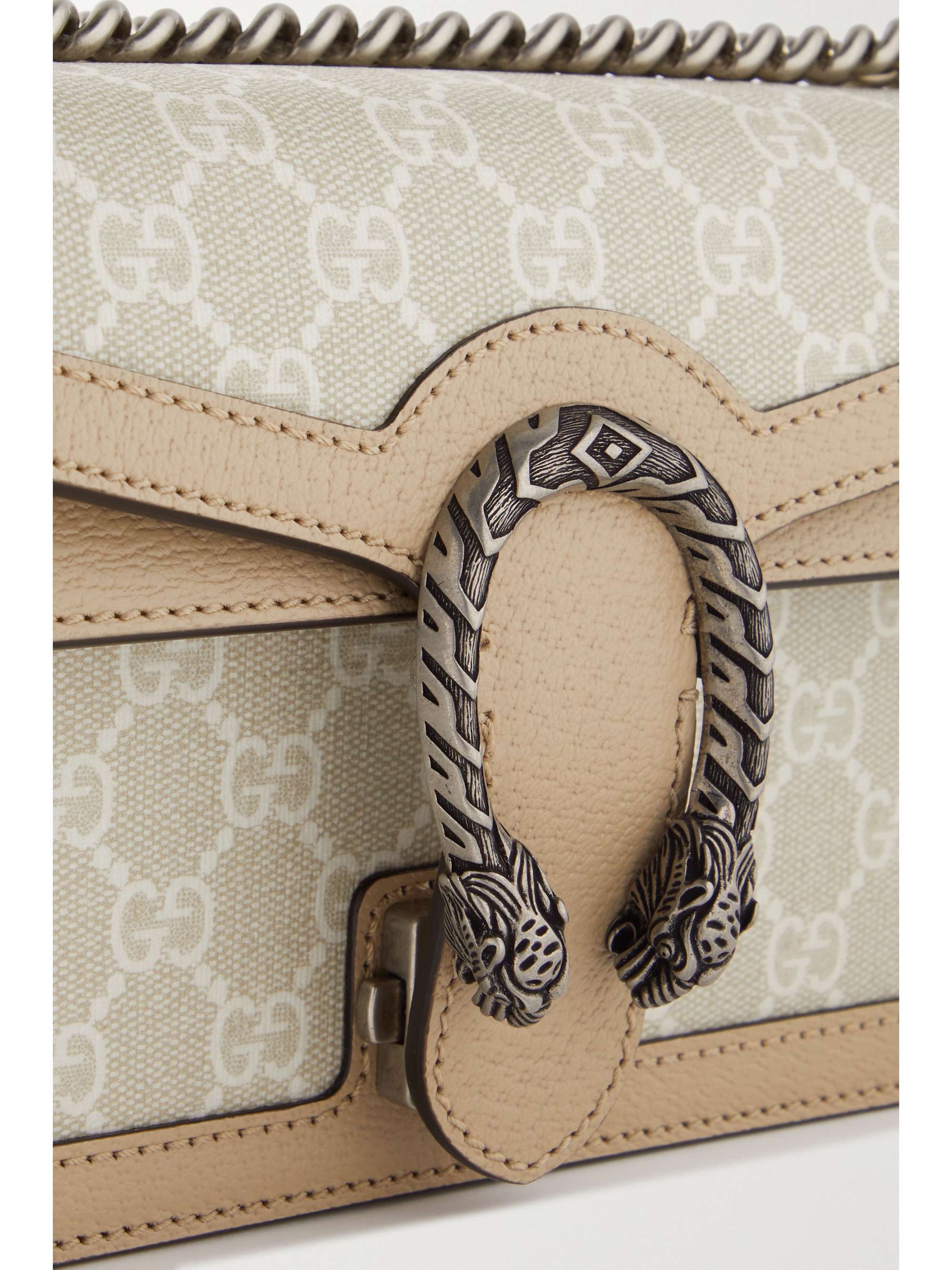 GUCCI Dionysus small leather-trimmed coated-canvas shoulder bag