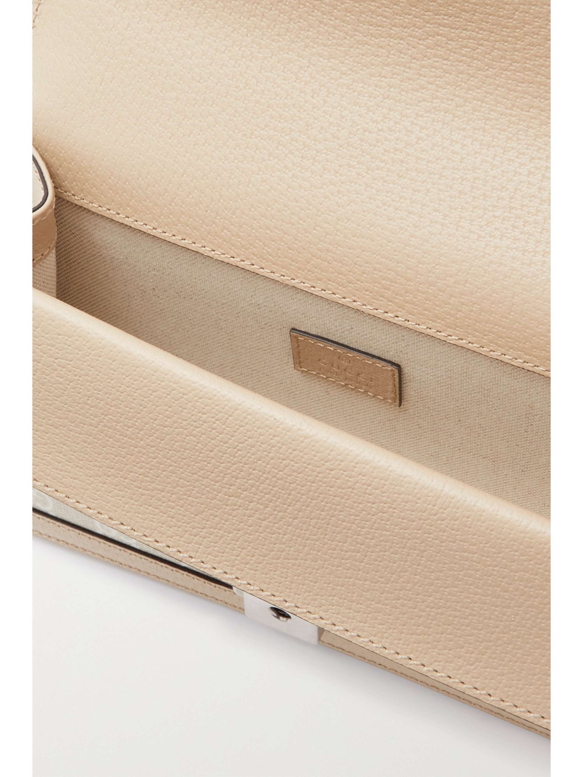 GUCCI Dionysus small leather-trimmed coated-canvas shoulder bag