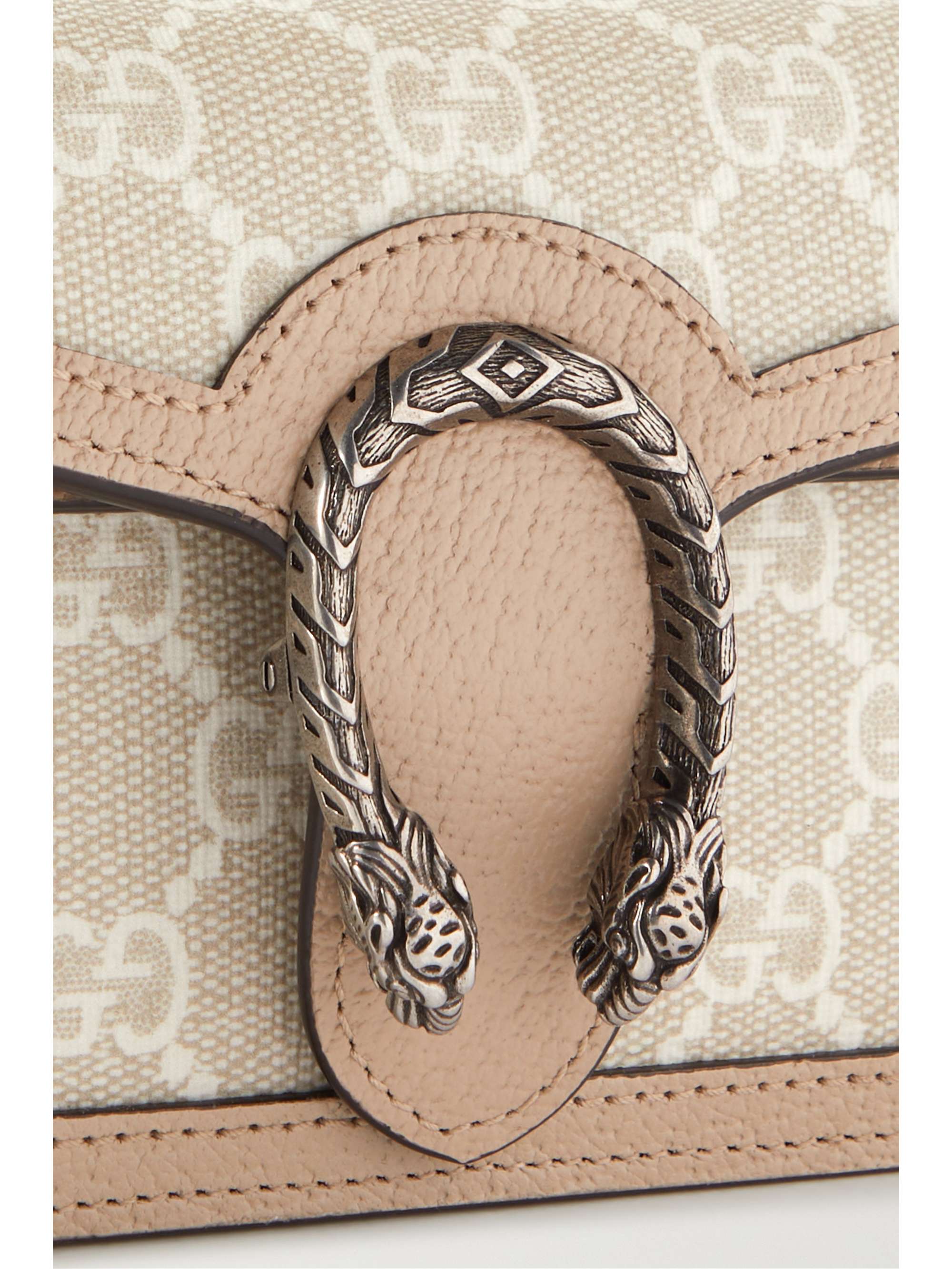 GUCCI Dionysus super mini leather-trimmed coated-canvas shoulder bag