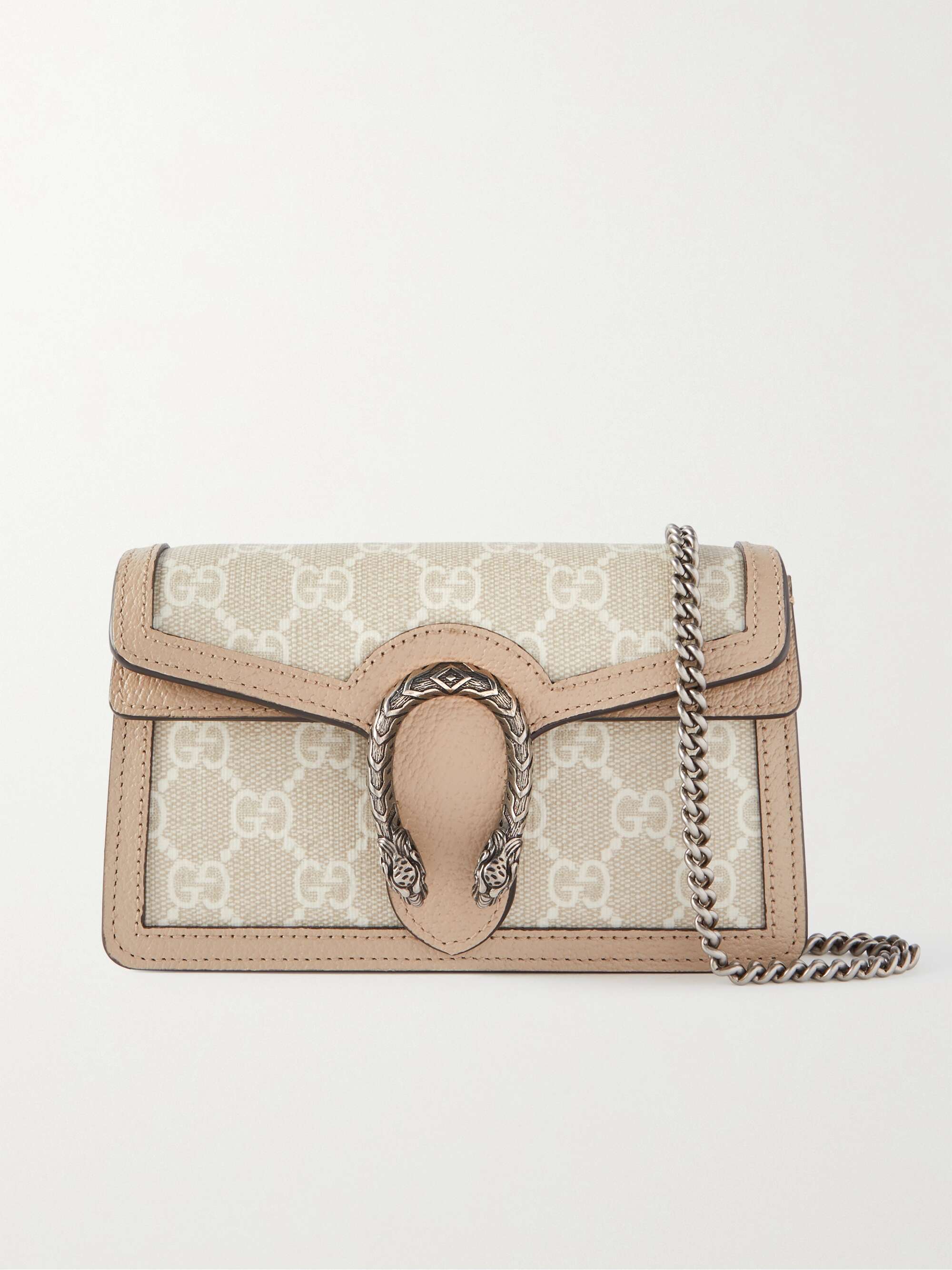 GUCCI Dionysus super mini leather-trimmed coated-canvas shoulder bag ...