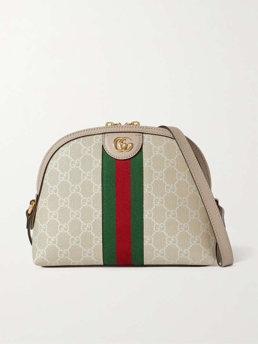 Gucci Ophidia Textured Leather-trimmed Printed Coated-canvas Shoulder Bag