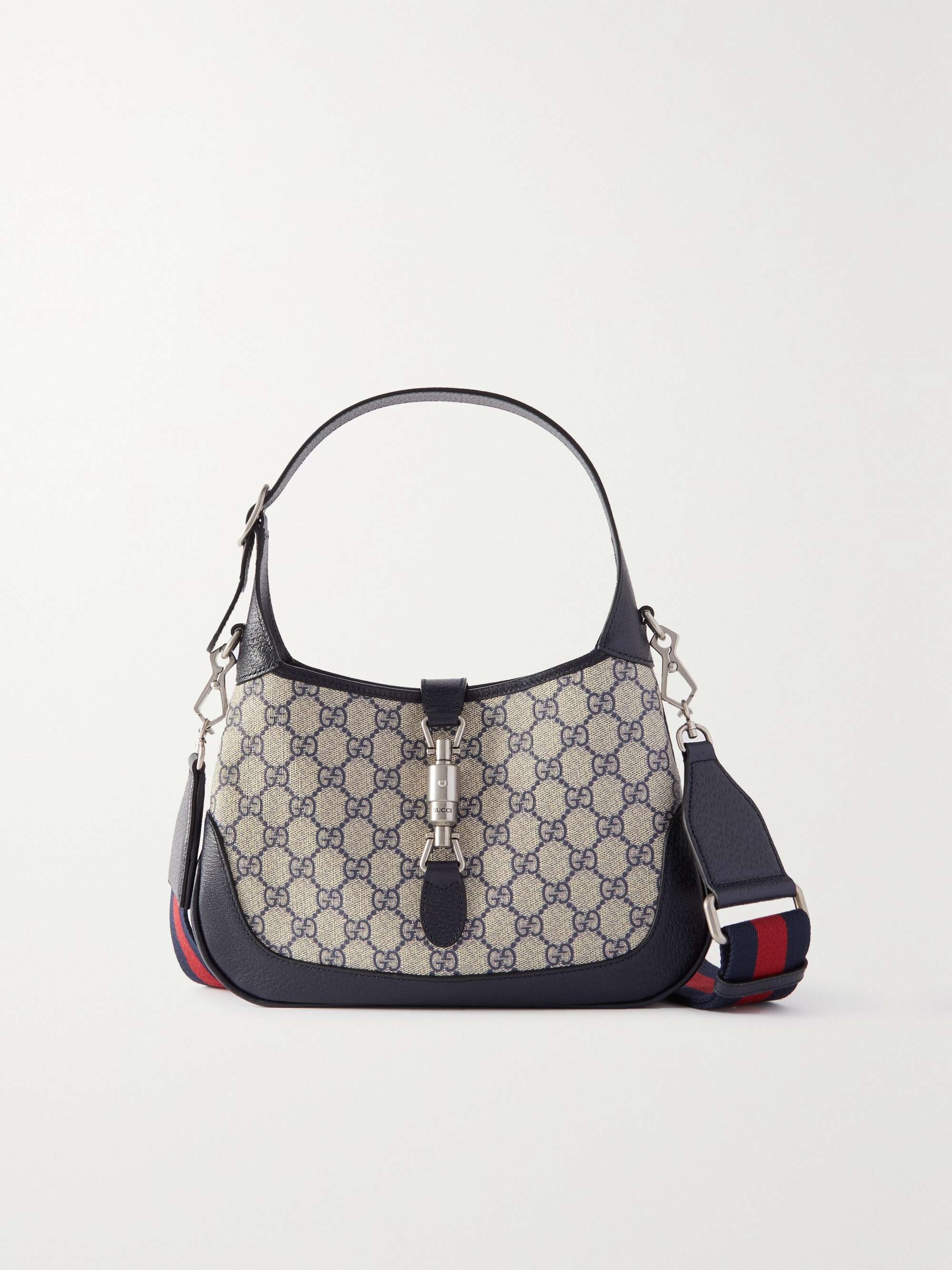 GUCCI Jackie 1961 small leather-trimmed printed coated-canvas shoulder ...