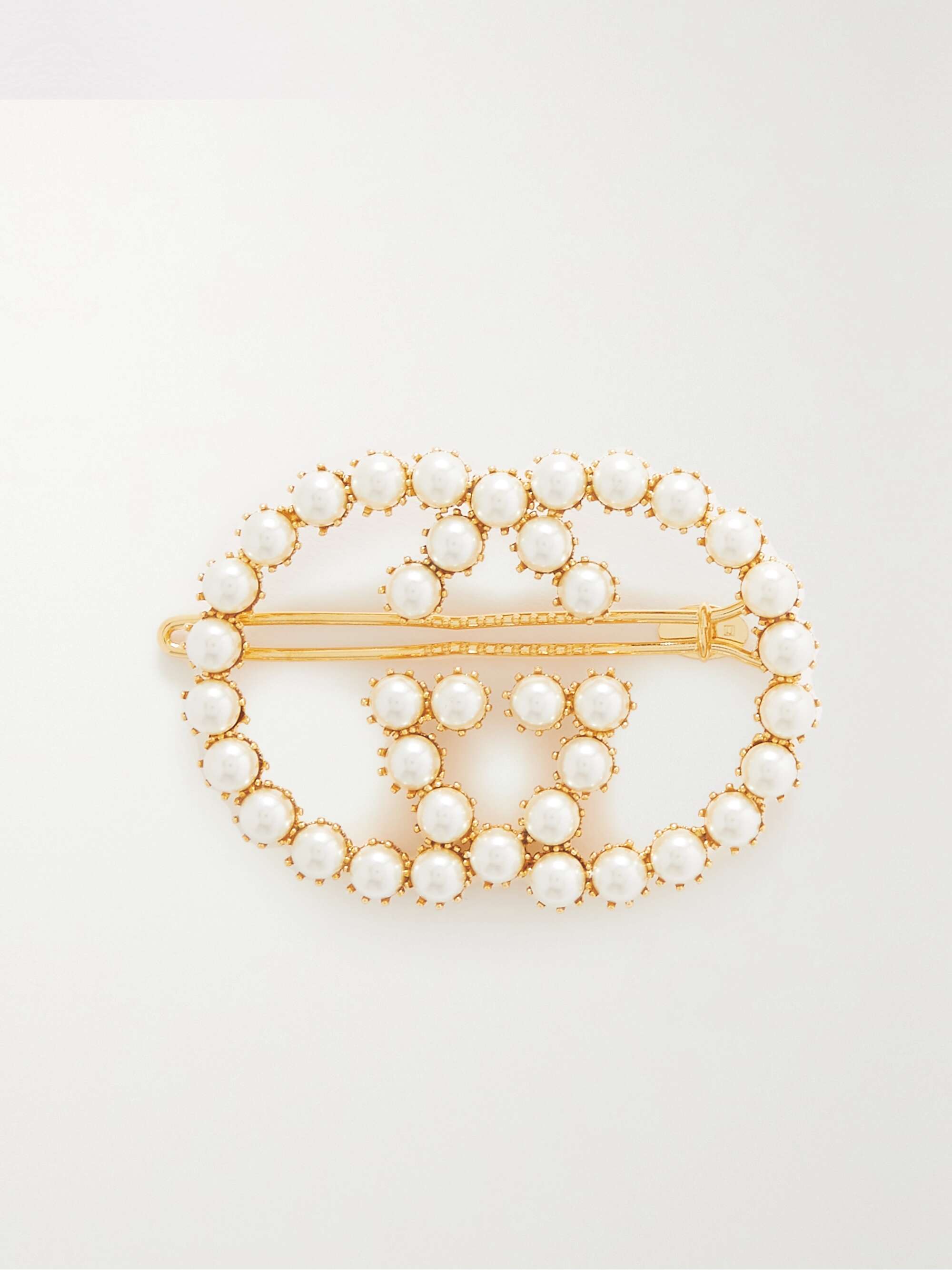 Logo Crystal Embellished Hair Clip in Black - Gucci