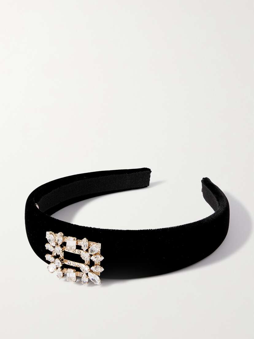 Roger Vivier Broche Crystal-embellished Velvet Headband