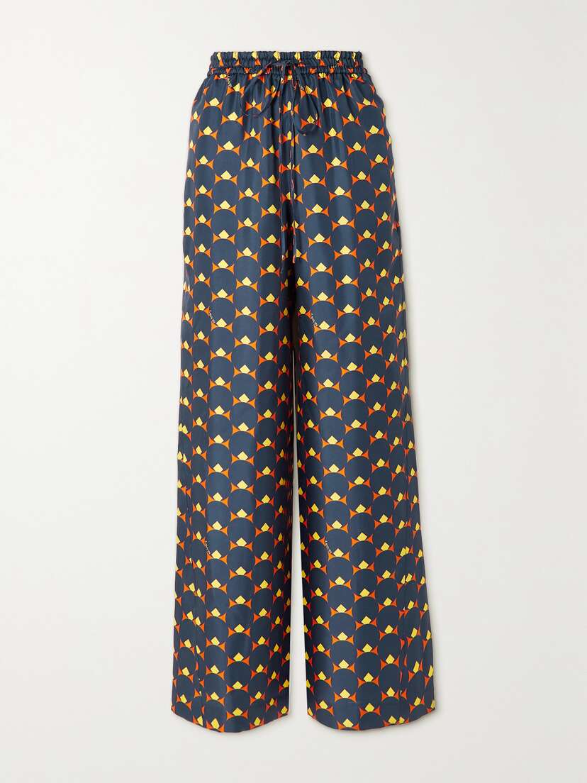 Lanvin Printed Silk-twill Wide-leg Pants