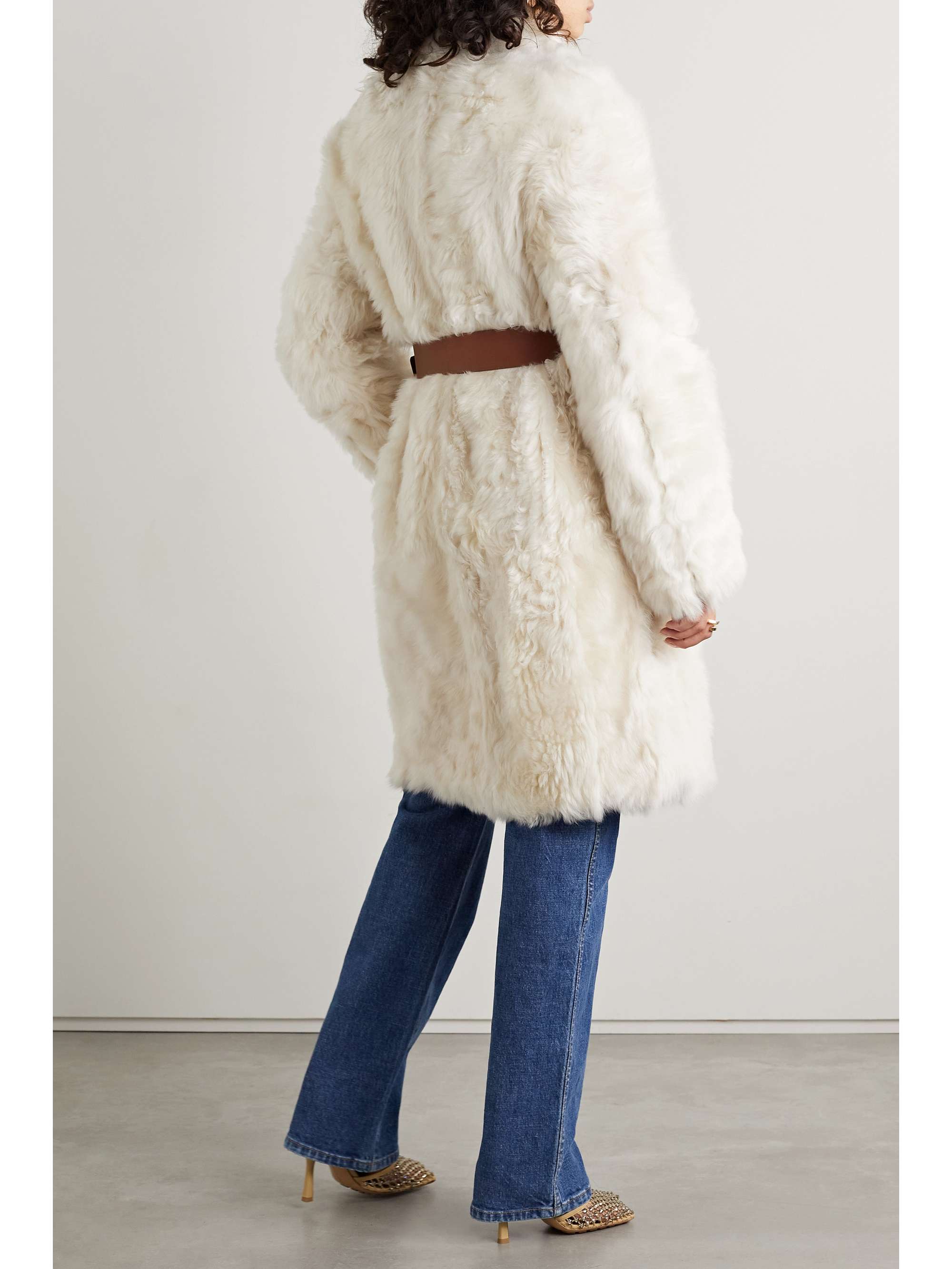 YVES SALOMON Reversible belted leather-trimmed shearling coat