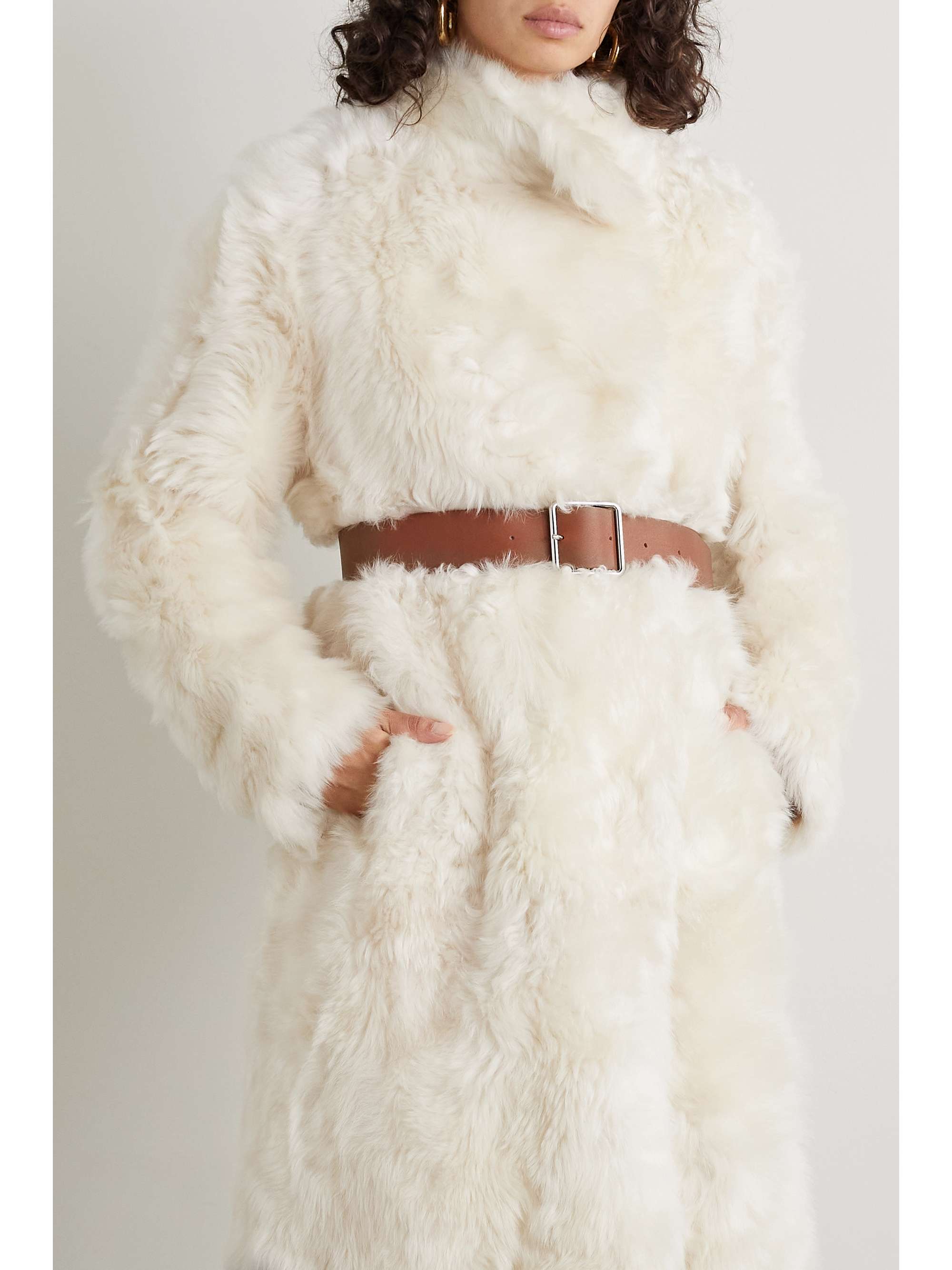 YVES SALOMON Reversible belted leather-trimmed shearling coat