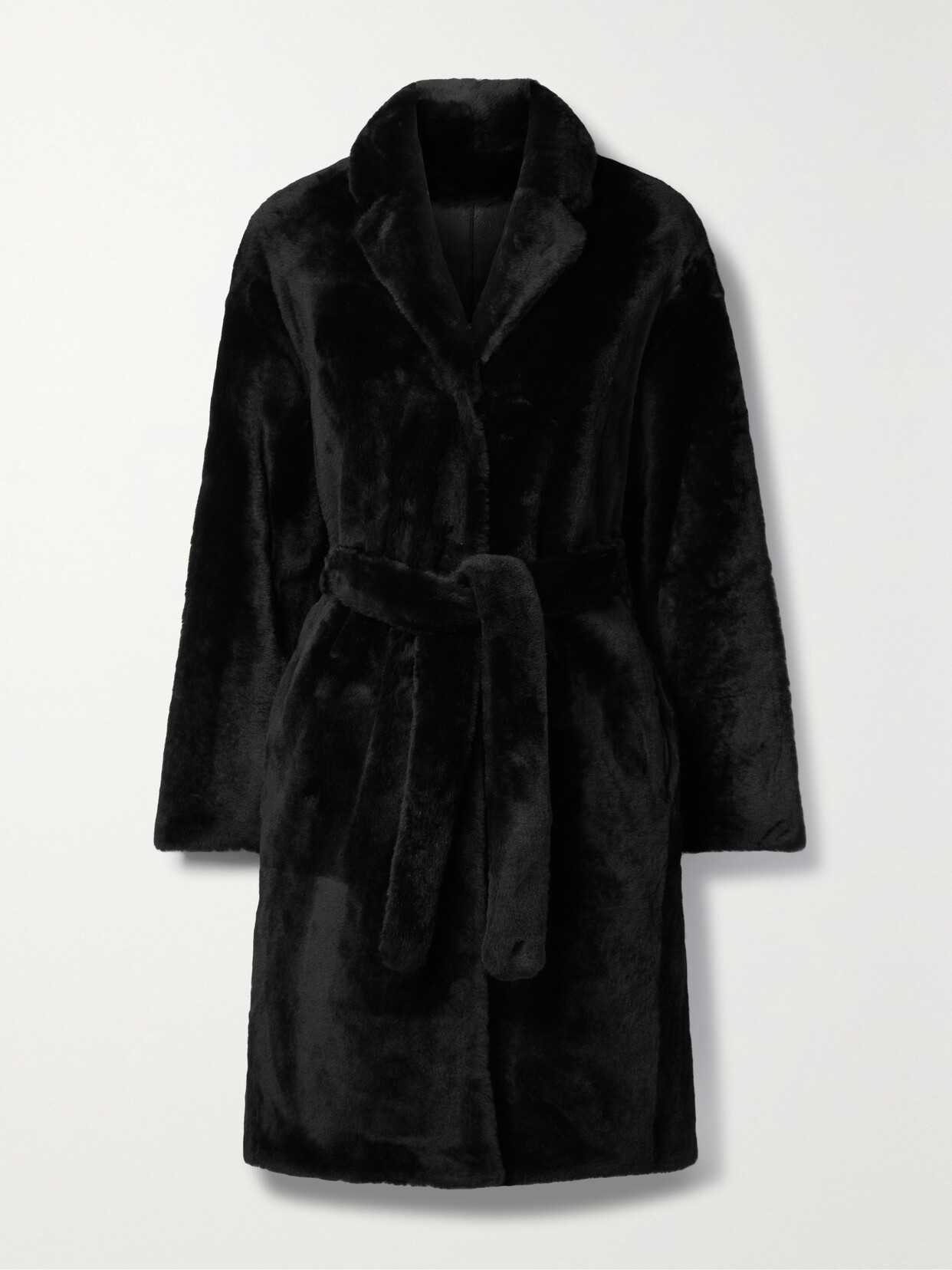 Yves Salomon Belted Shearling Coat
