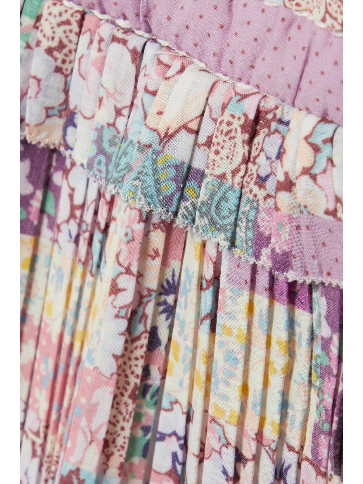 SEA NAYA PLEATED QUILTED FLORAL-PRINT VOILE TOP