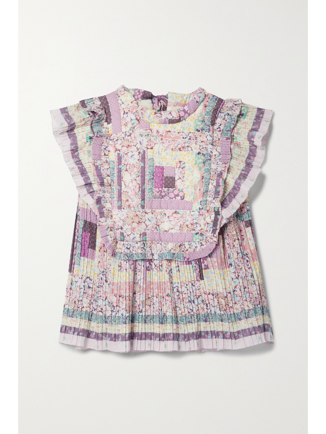 SEA NAYA PLEATED QUILTED FLORAL-PRINT VOILE TOP