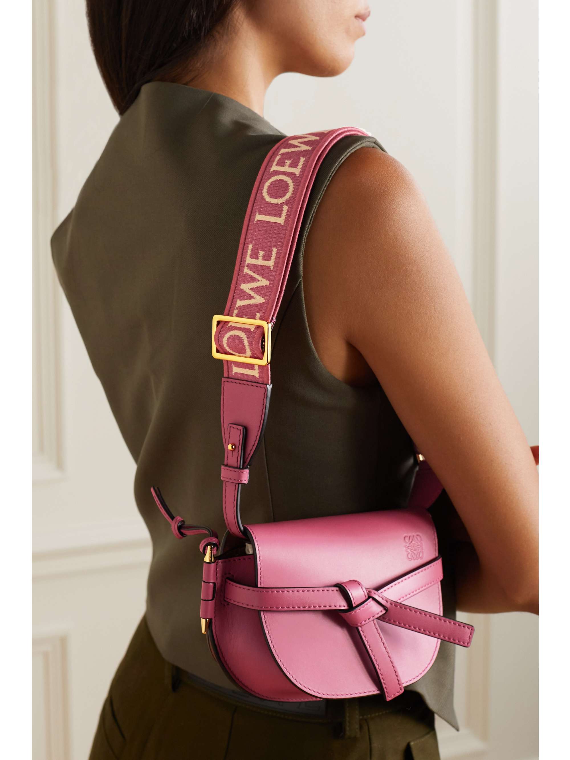 LOEWE ゲートデュアル バッグ ミニ ショルダーバッグ レザー ピンク