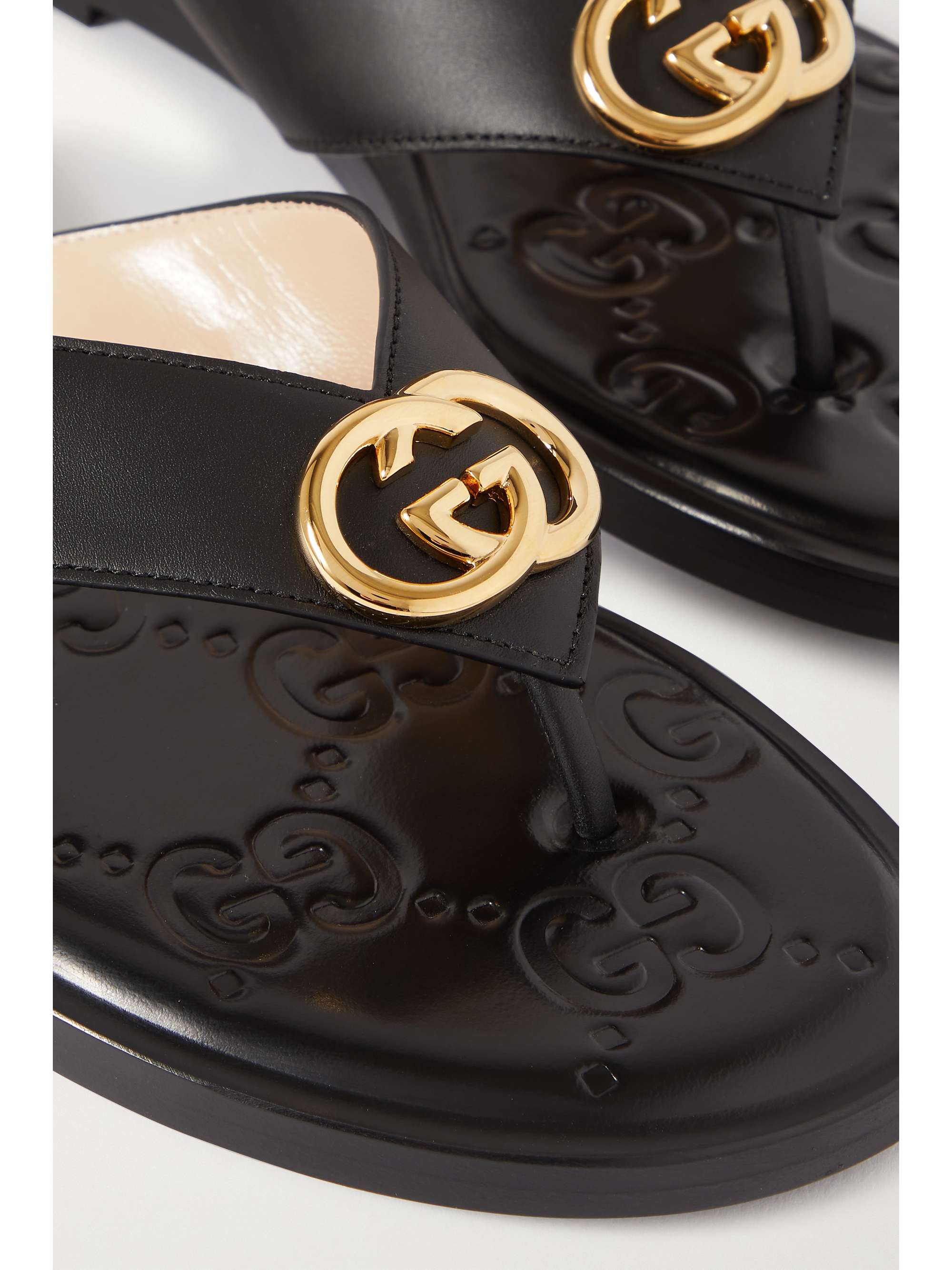 GUCCI Nadeline logo-embellished leather flip flops | NET-A-PORTER