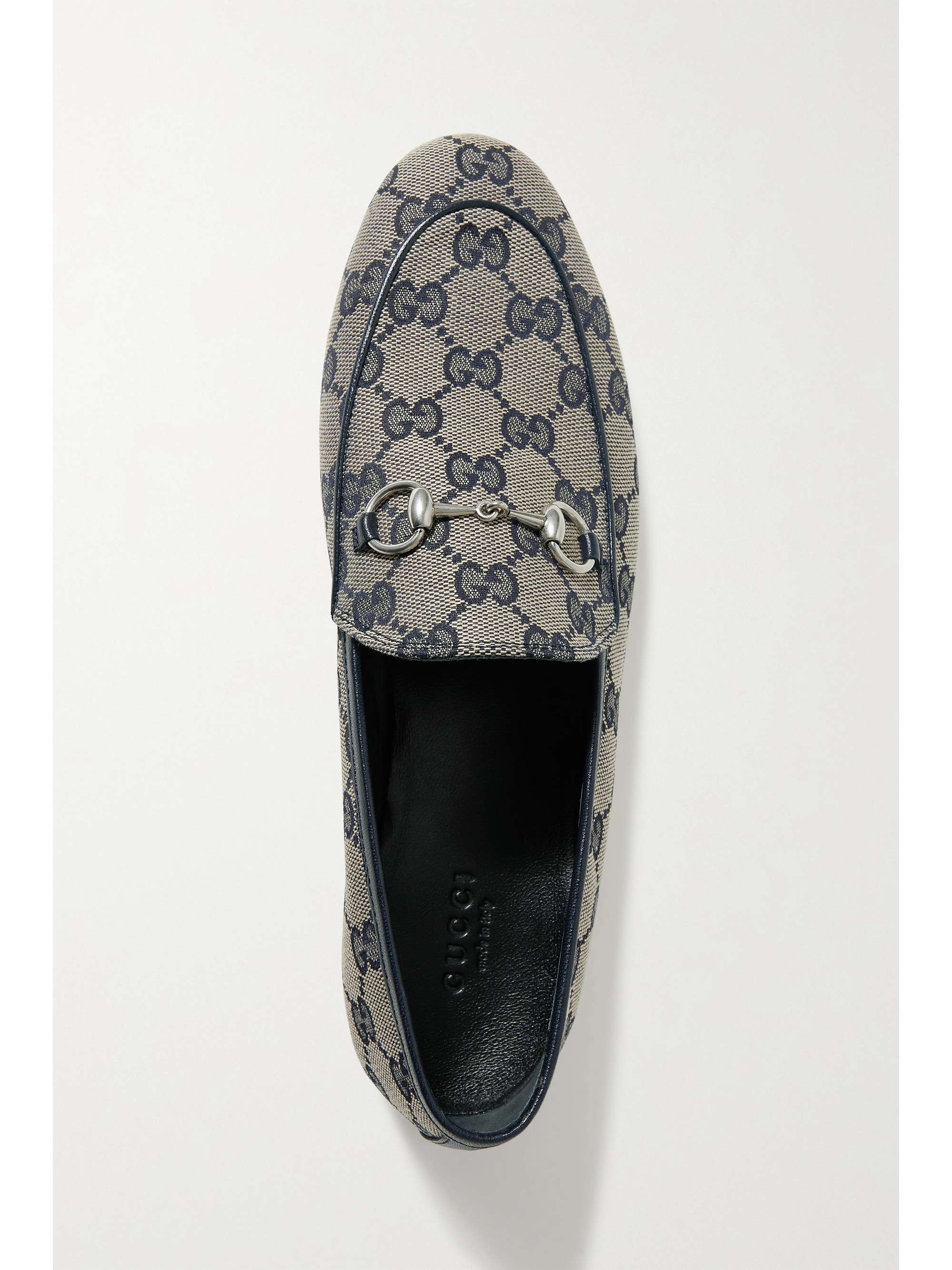 GUCCI Jordaan horsebit-detailed leather-trimmed printed coated-canvas ...