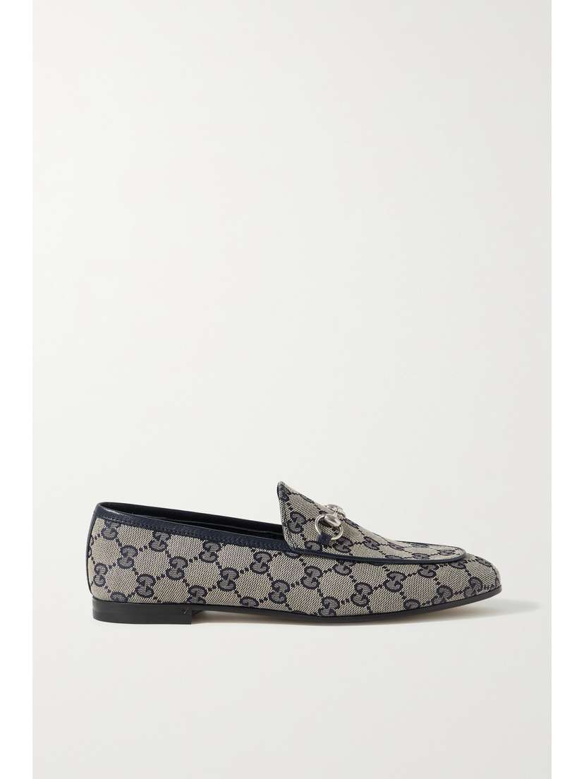 Gucci Jordaan Horsebit-detailed Leather-trimmed Printed Coated-canvas Loafers
