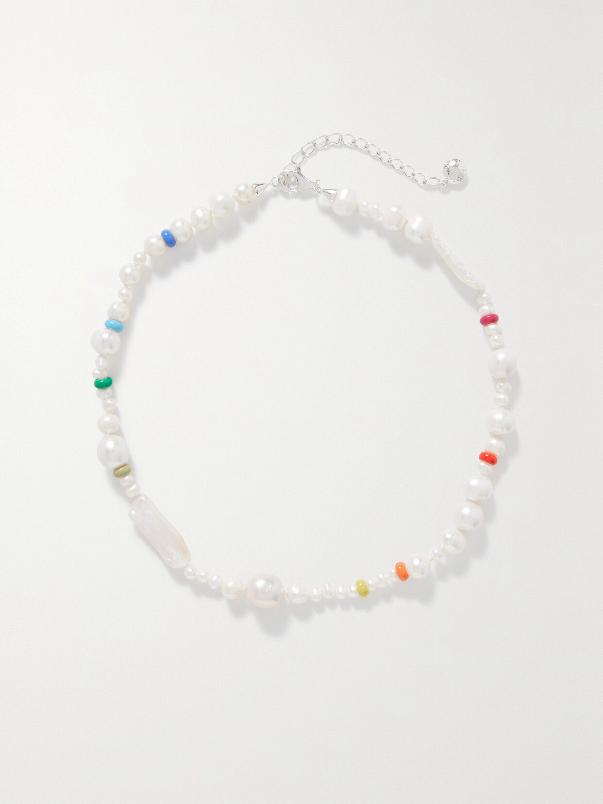 Fry Powers Coco Sterling Silver, Pearl And Enamel Choker In Multi