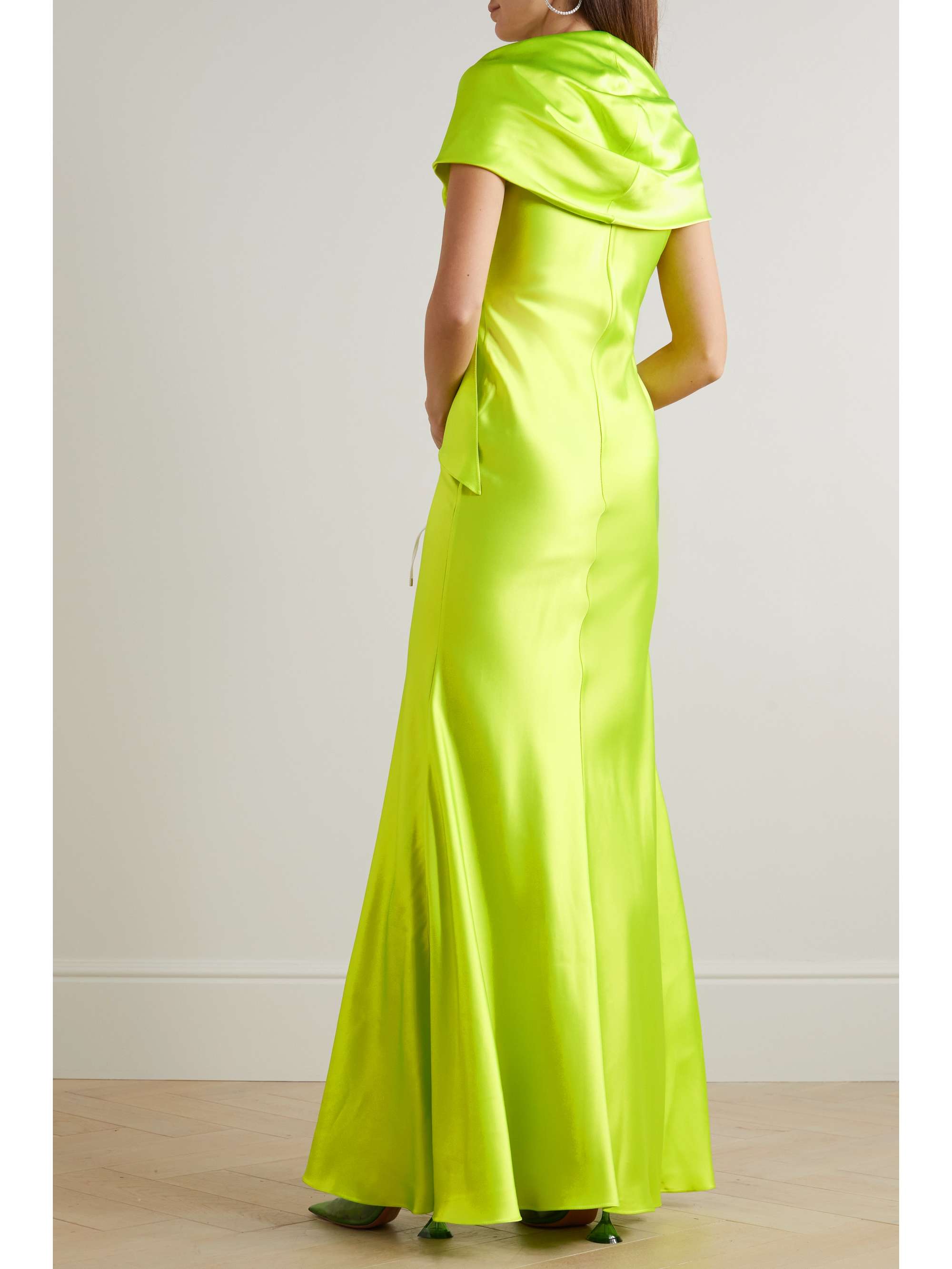 HALPERN Hooded draped satin gown