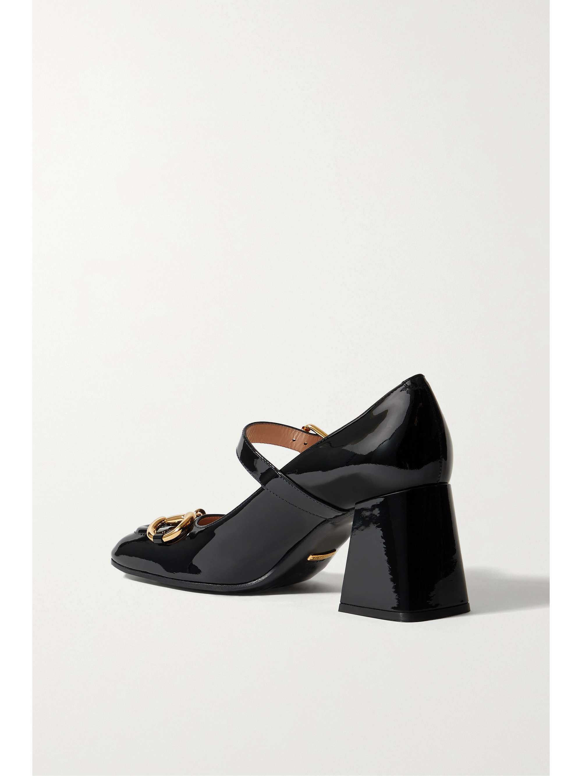 Baby horsebit-detailed patent-leather pumps