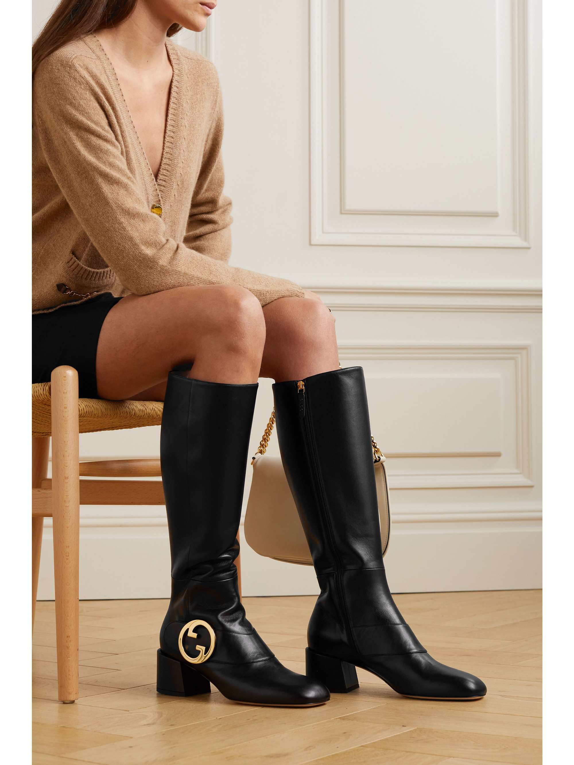 GUCCI Blondie logo-embellished leather knee boots | NET-A-PORTER