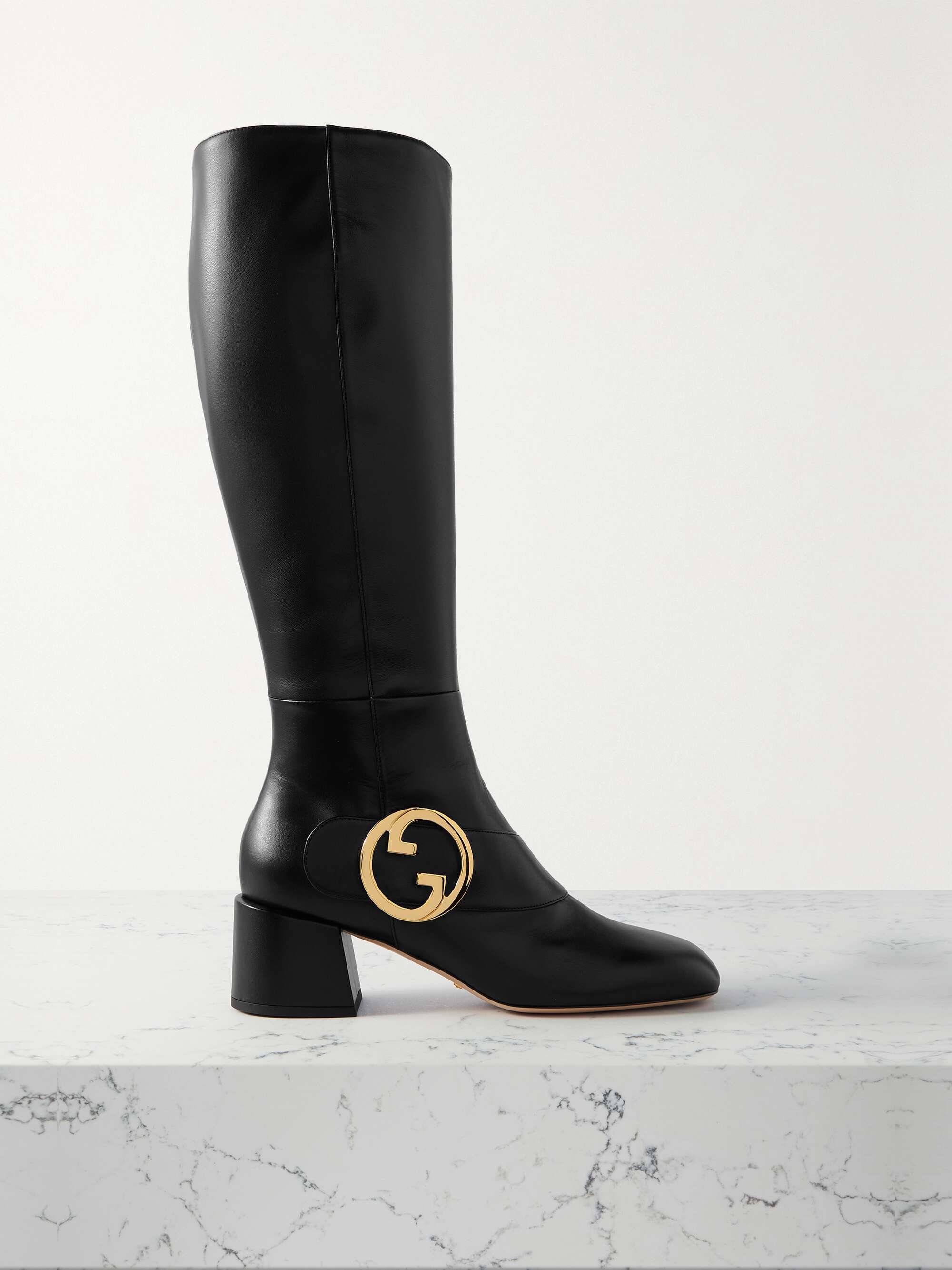 Black Blondie logo-embellished leather 