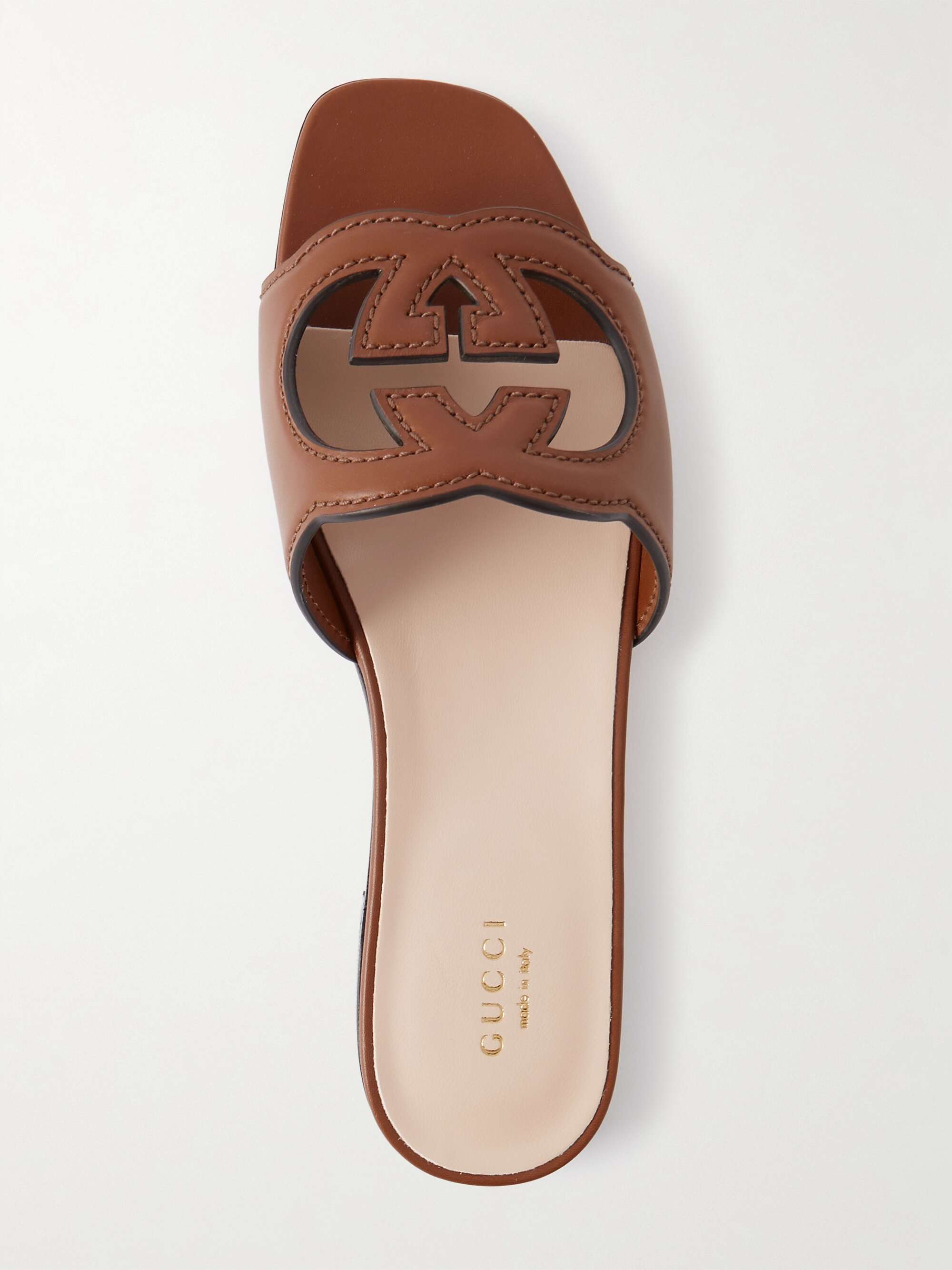 GUCCI Cutout leather slides | NET-A-PORTER