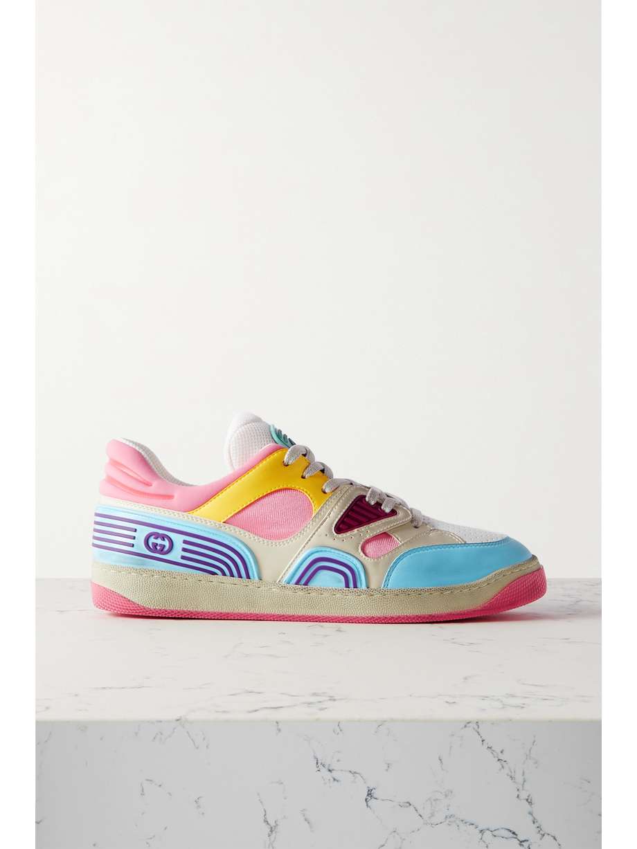 net-a-porter.com | Basket sneakers in faux leather and mesh with rubber trims