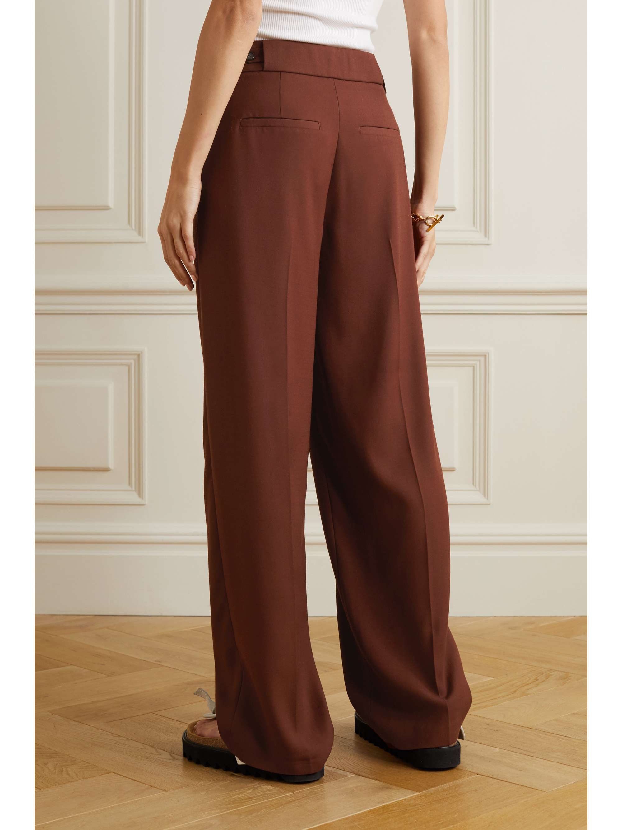 VINCE Pleated ECOVERO-blend crepe wide-leg pants
