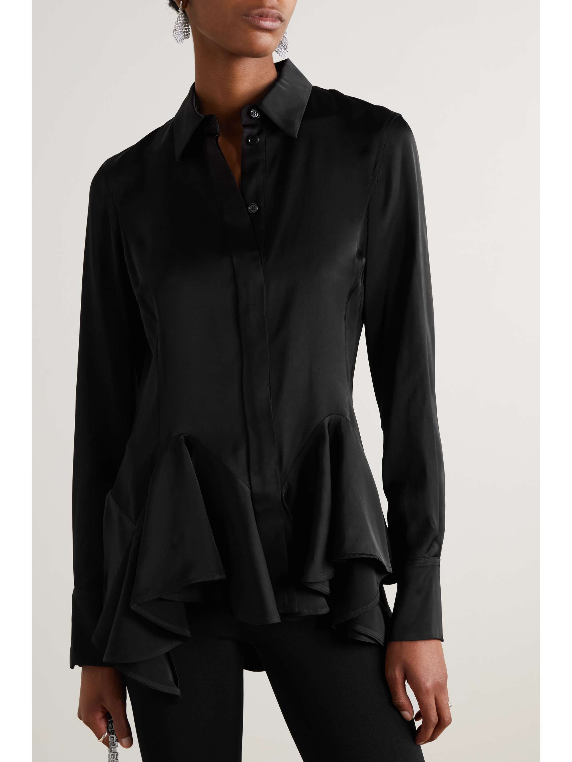 GIVENCHY Ruffled satin-crepe shirt