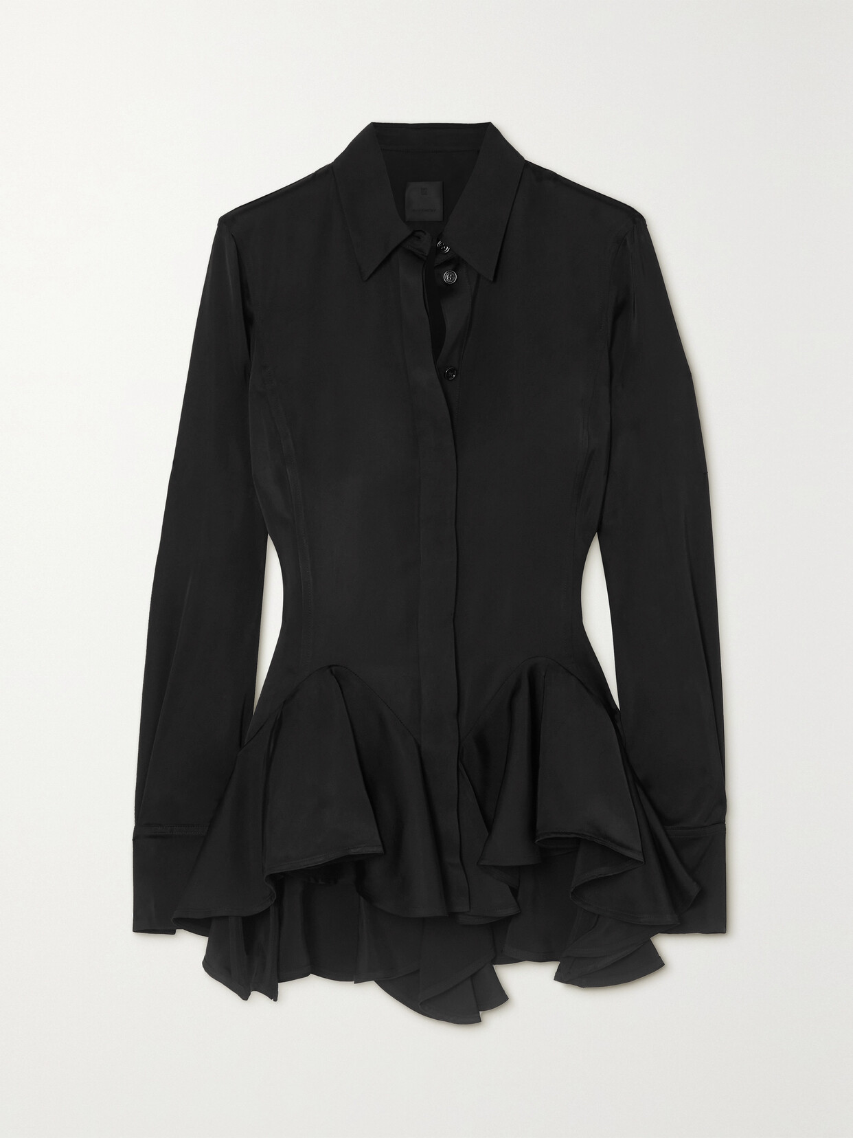 Givenchy Ruffled Satin-crepe Shirt In Black