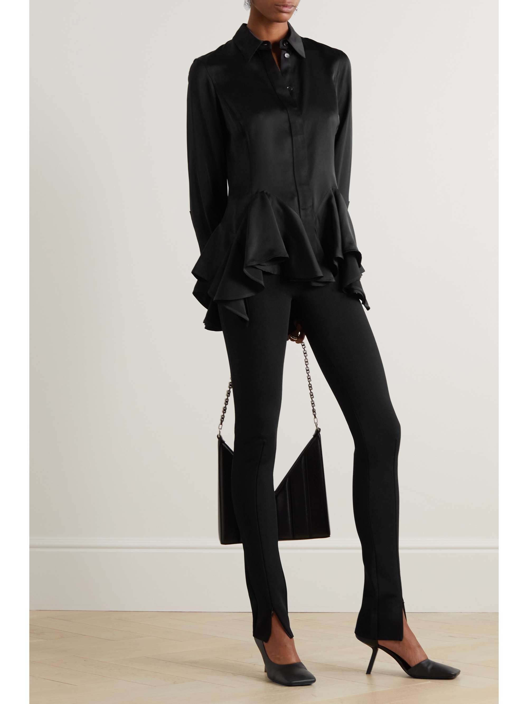 GIVENCHY Ruffled satin-crepe shirt