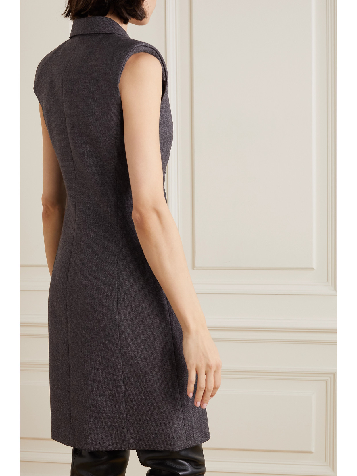 Givenchy Double-breasted Wool Grain De Poudre Dress In Gray