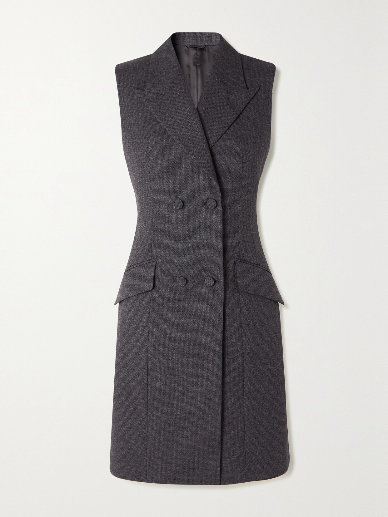 Givenchy Double-breasted Wool Grain De Poudre Dress In Gray