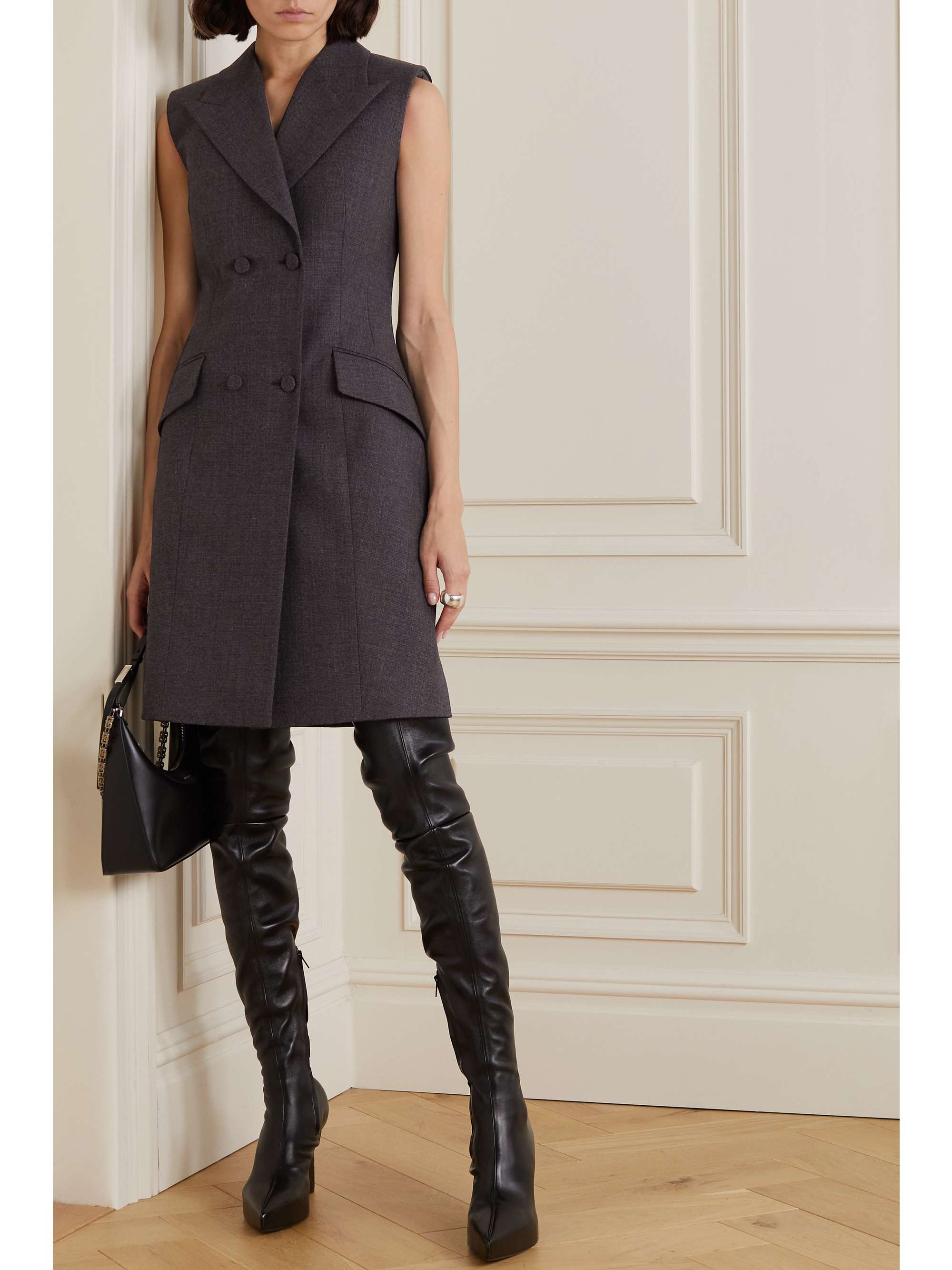 GIVENCHY Double-breasted wool grain de poudre dress