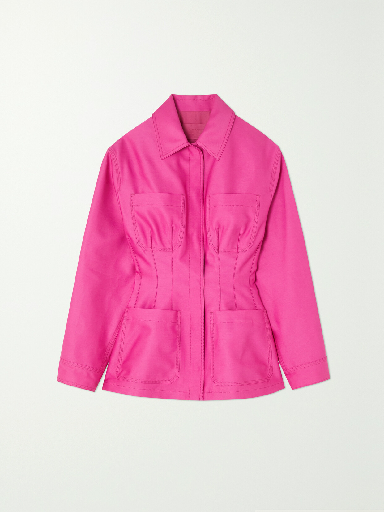 Valentino Cotton, Wool And Silk-blend Blazer In Pink