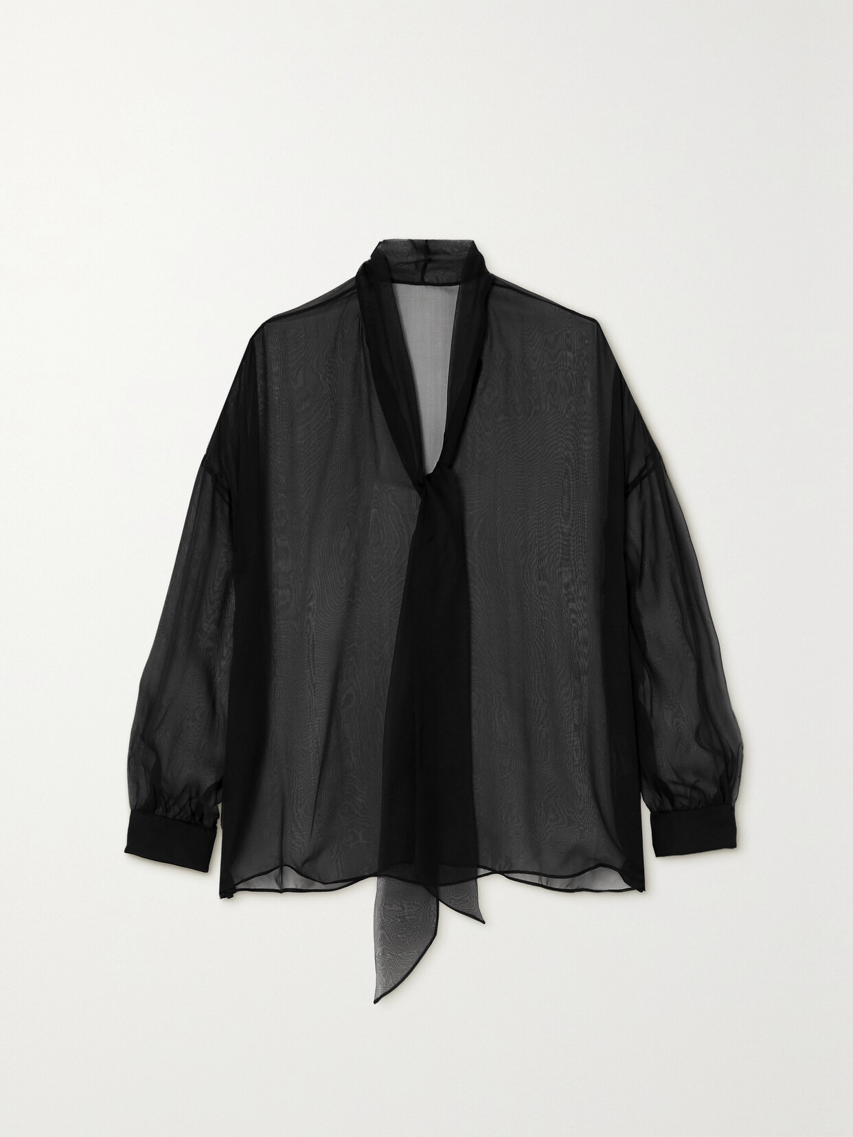 Valentino Tie-detailed Silk-organza Blouse In Black