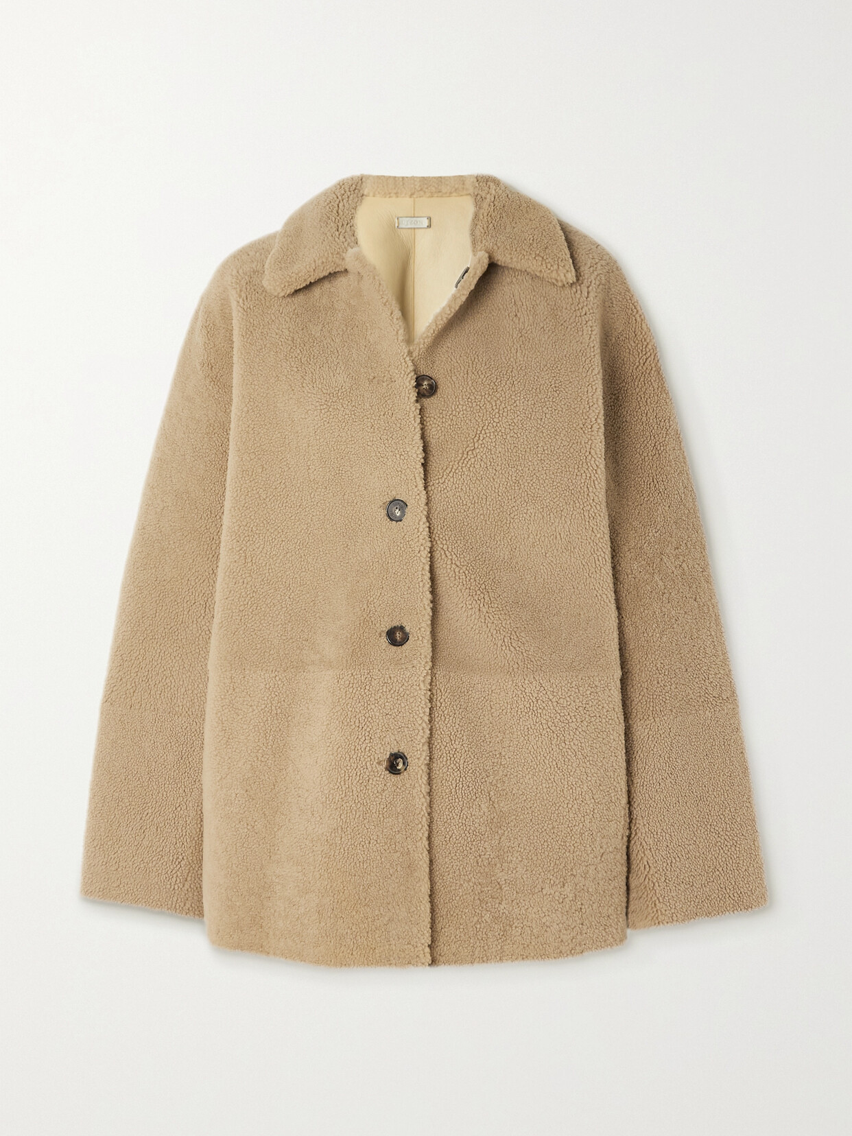 Utzon Jung Reversible Shearling And Leather Coat In Neutrals