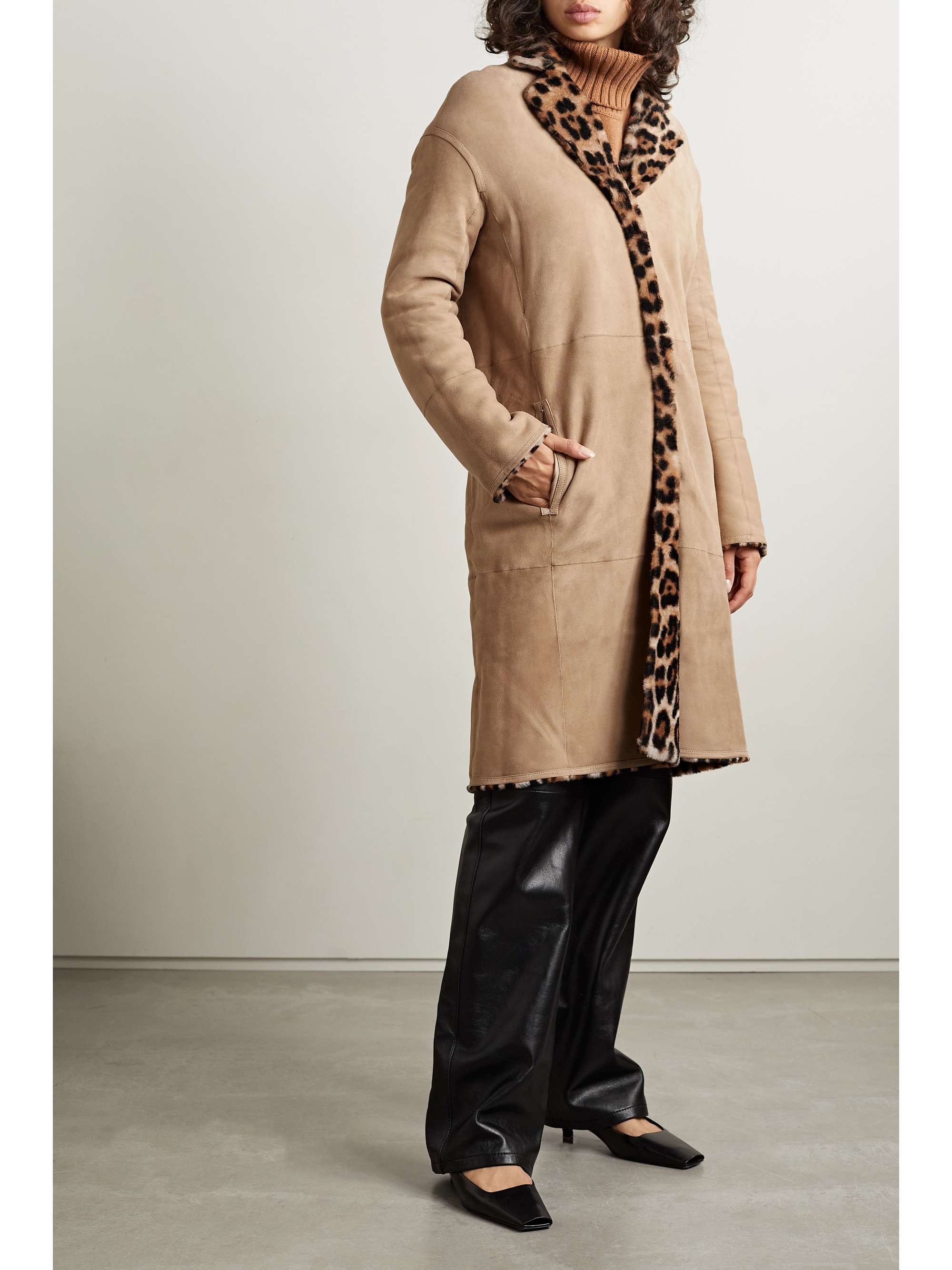 YVES SALOMON Reversible belted leopard-print shearling coat