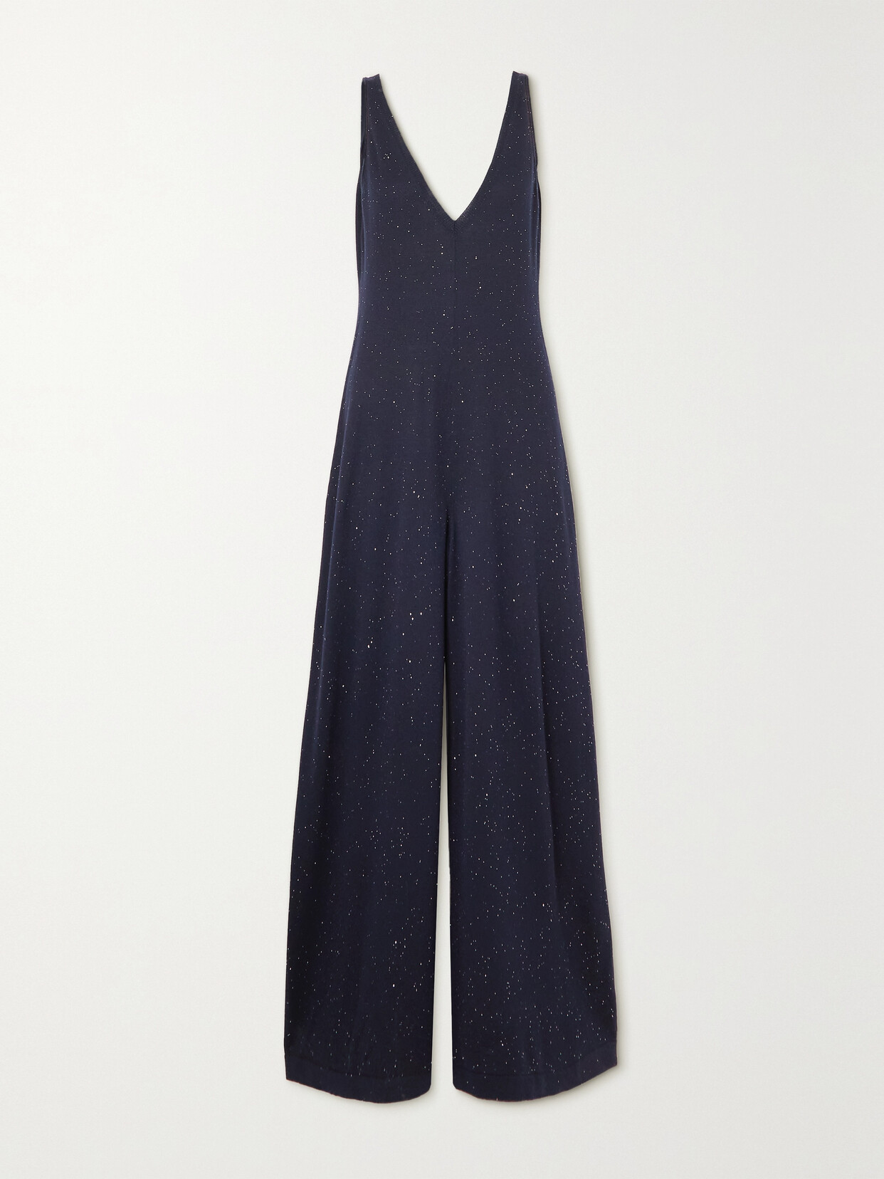 Shop Loro Piana Stella Alpina Sequin-embellished Cashmere-blend Jumpsuit In Blue