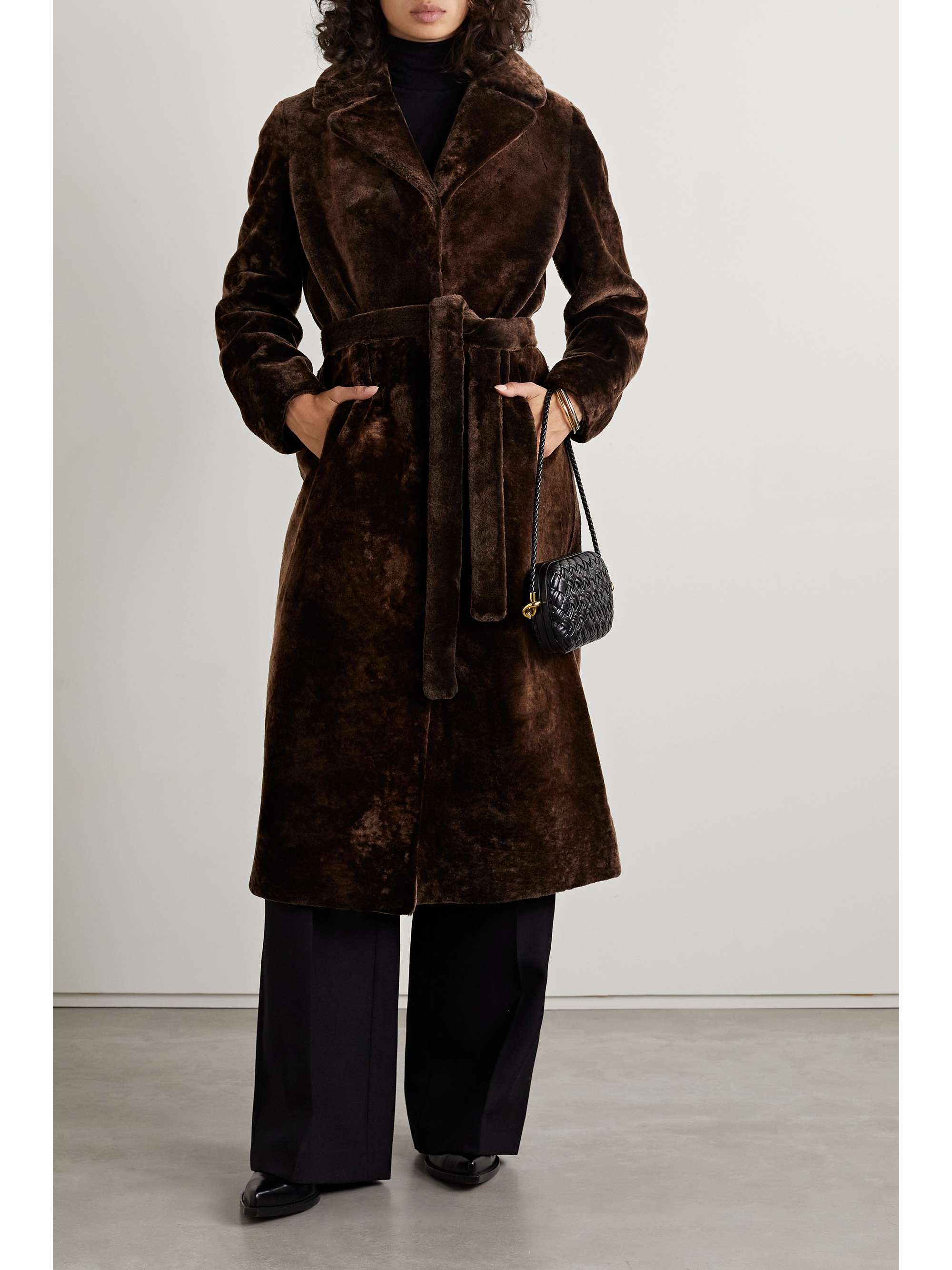 YVES SALOMON Belted shearling coat