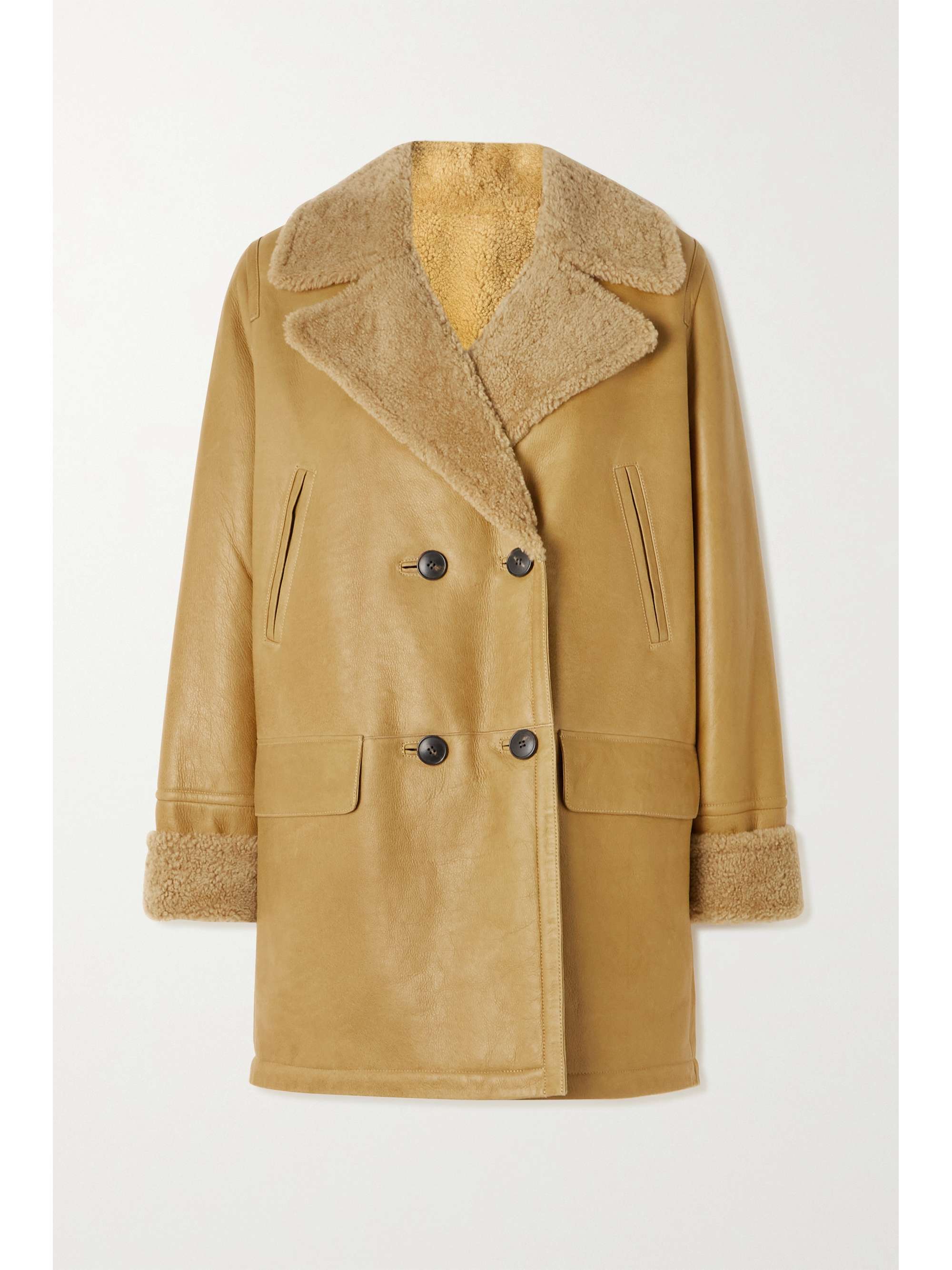 Shearling double sales breasted coat