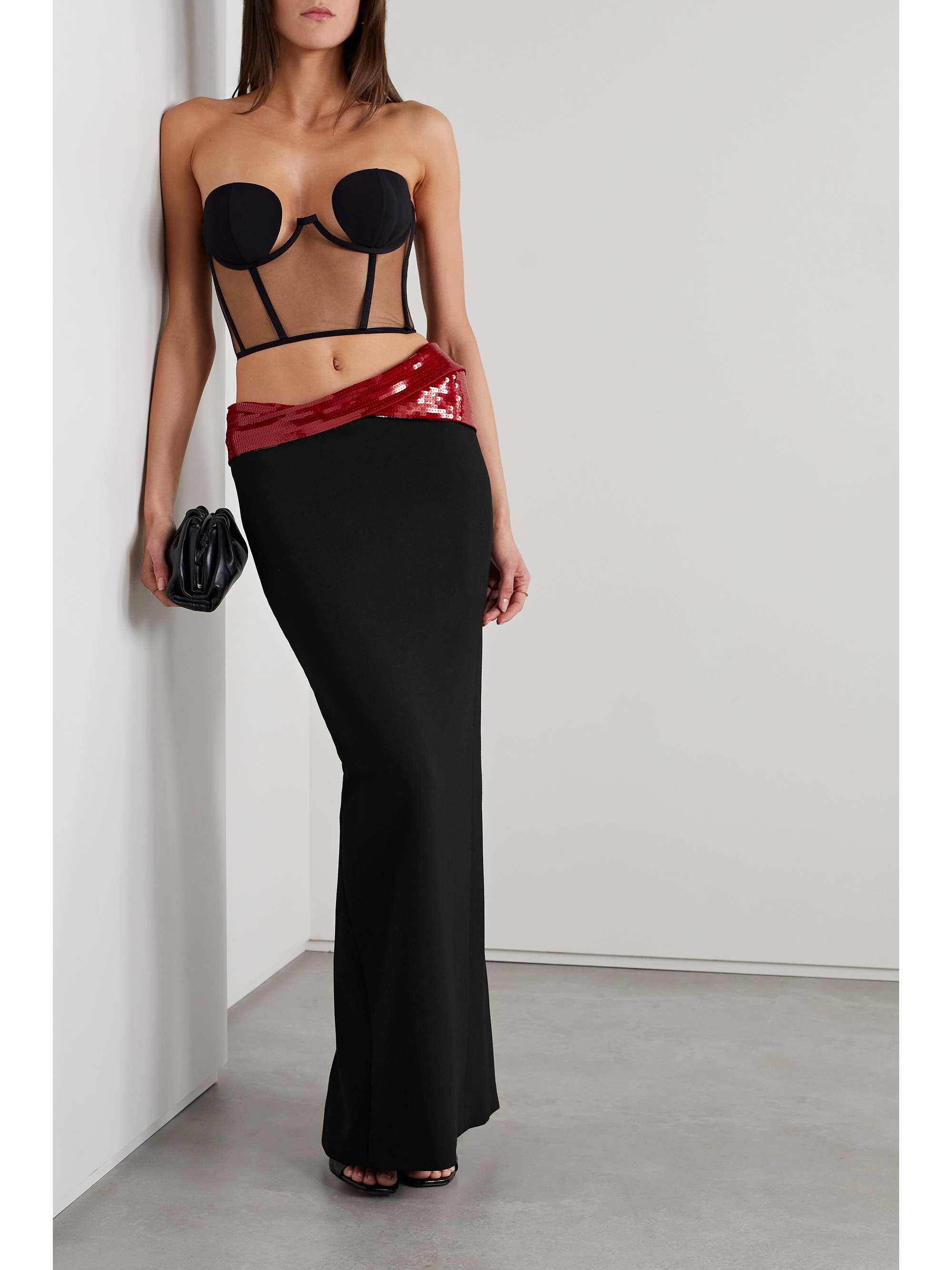 LAQUAN SMITH Sequin embellished twill maxi skirt NET A PORTER