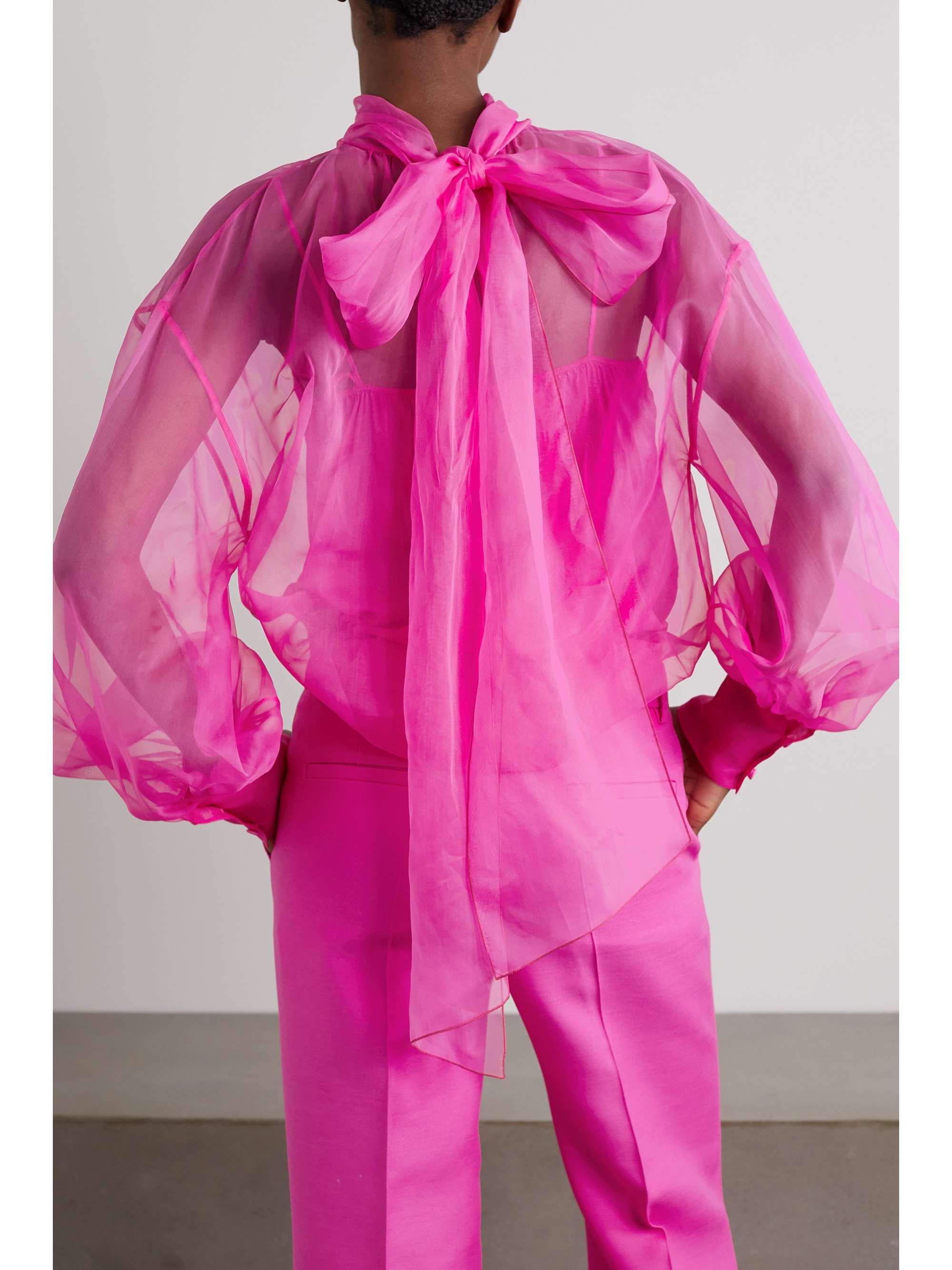 VALENTINO GARAVANI Bow-detailed silk-organza blouse